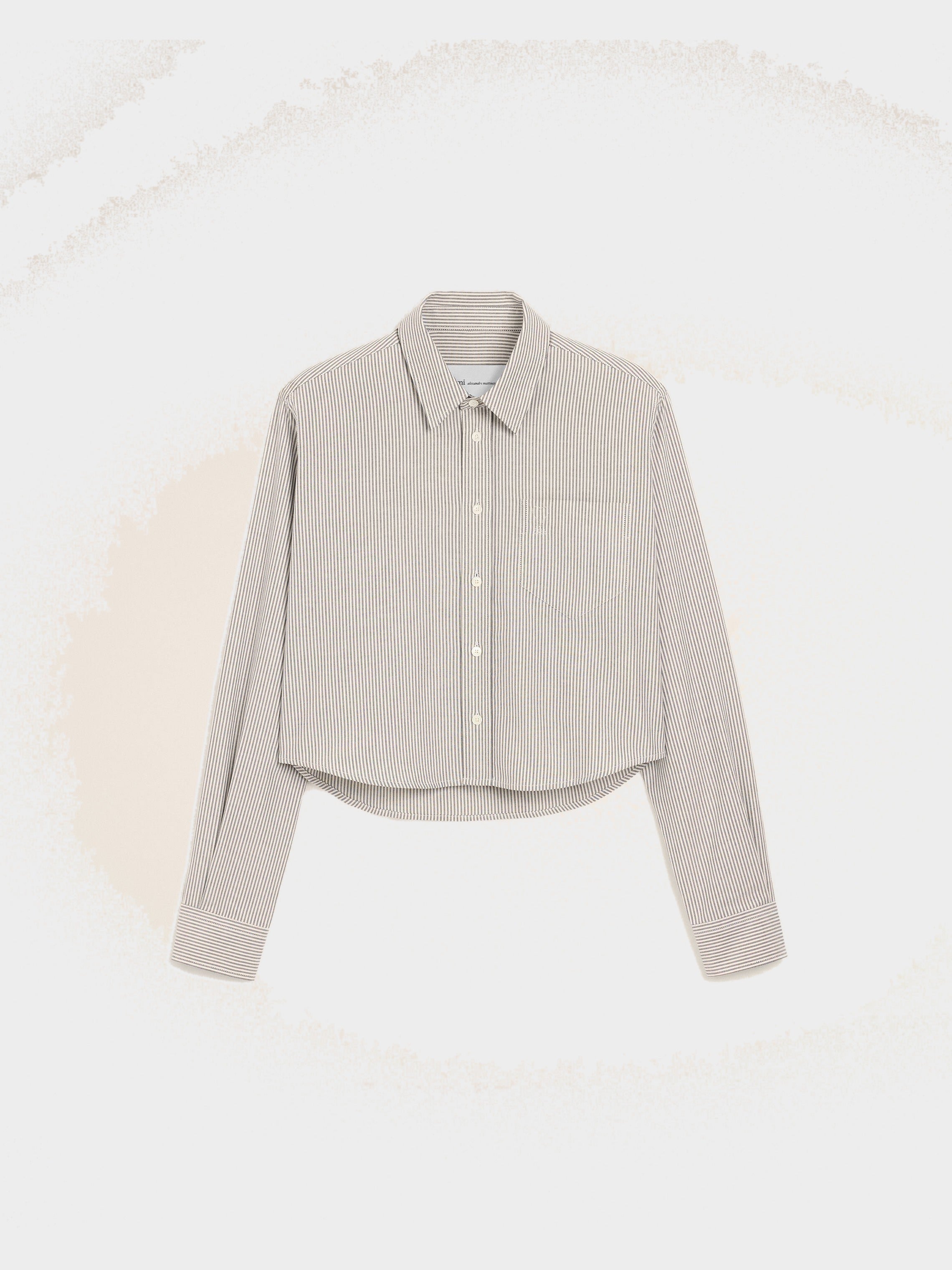Chemise rayée noire courte en coton Ami de Coeur embossé