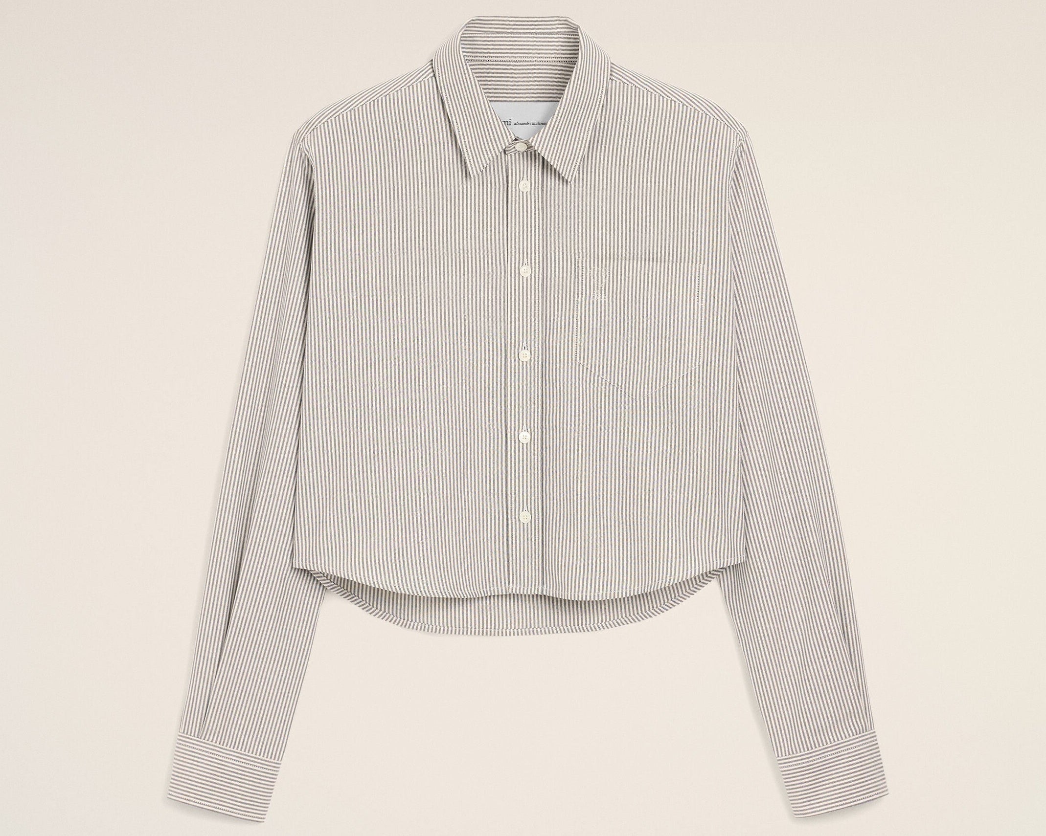 Chemise rayée noire courte en coton Ami de Coeur embossé