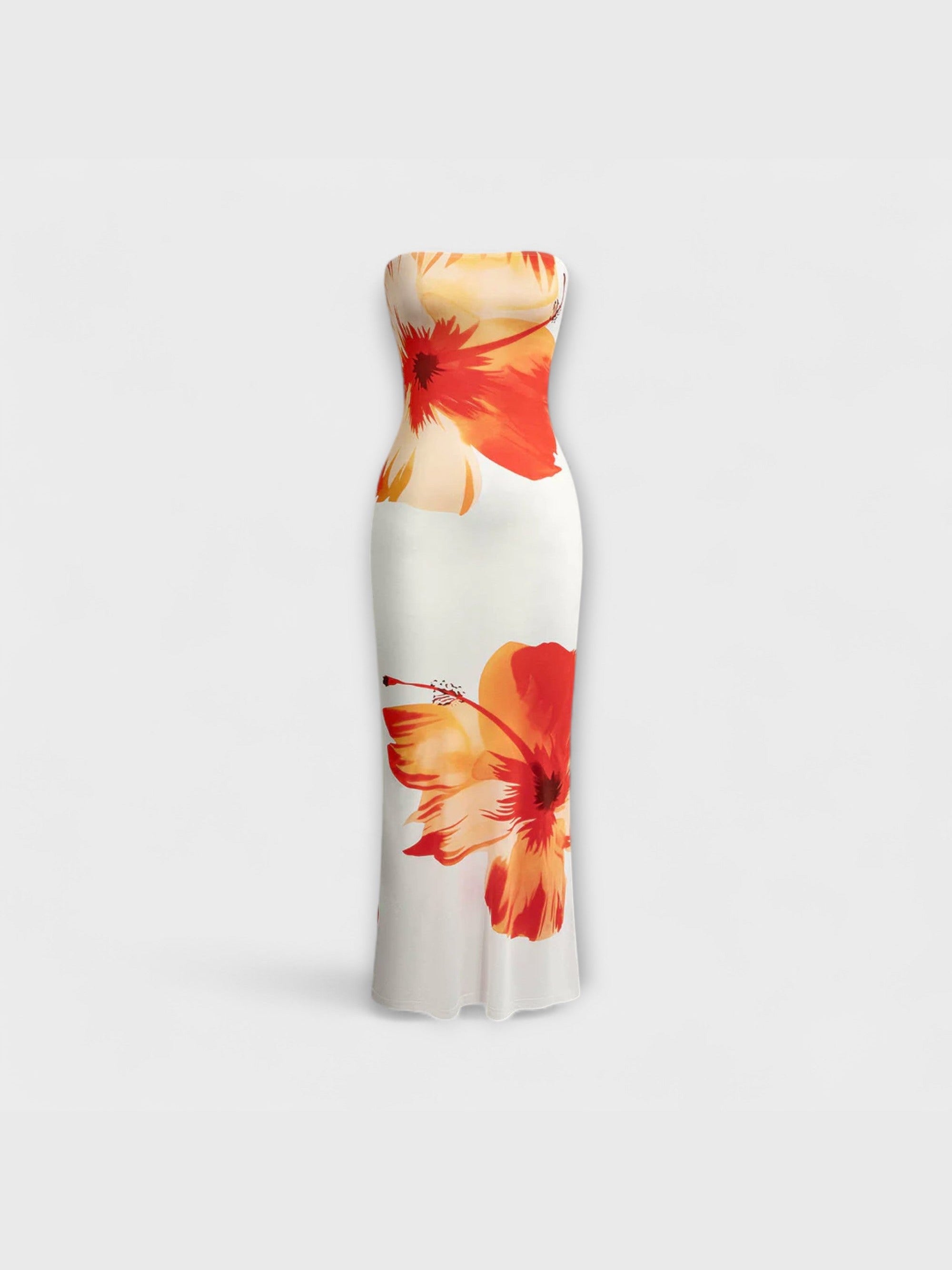Chic off-shoulder bezramenné maxi šaty