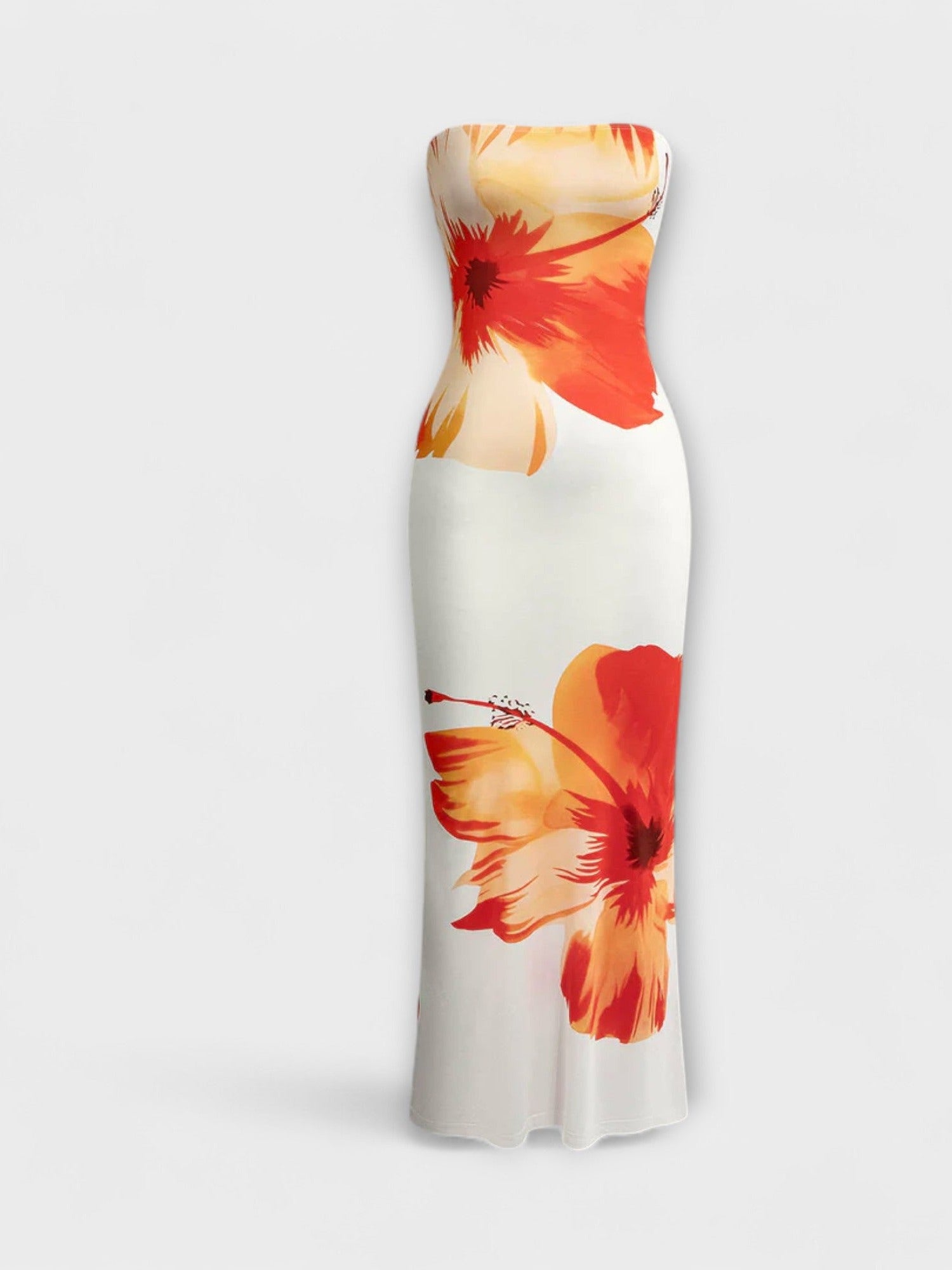 Chic off-shoulder bezramenné maxi šaty