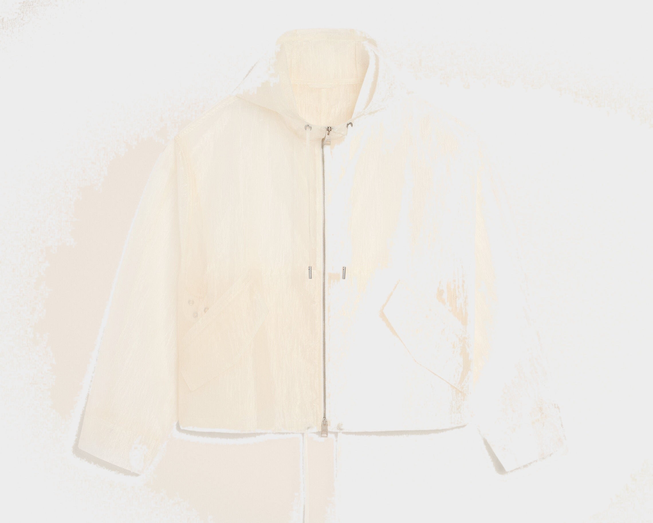 Coupe Vent Blanc Zippé en Nylon