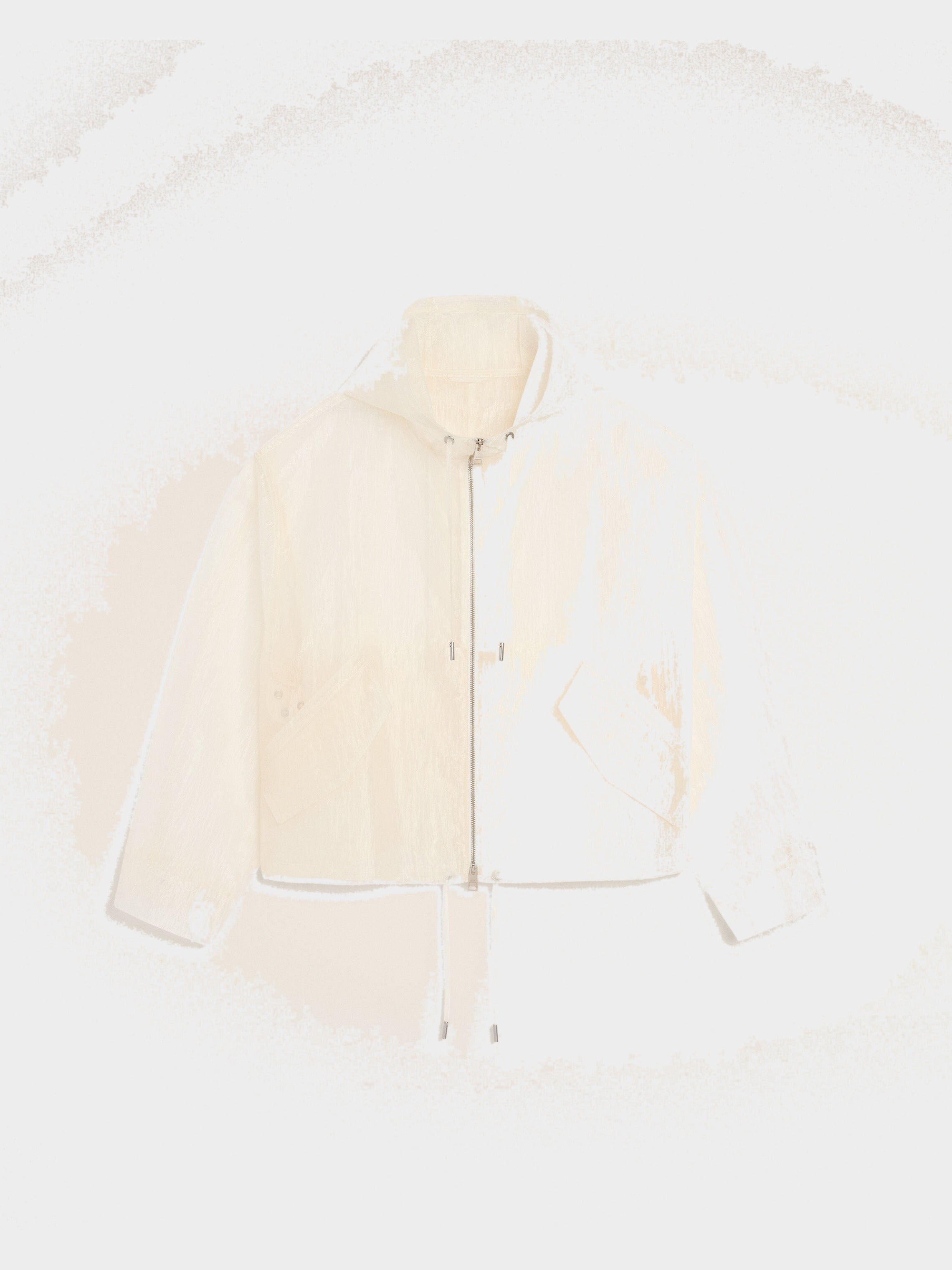 Coupe Vent Blanc Zippé en Nylon