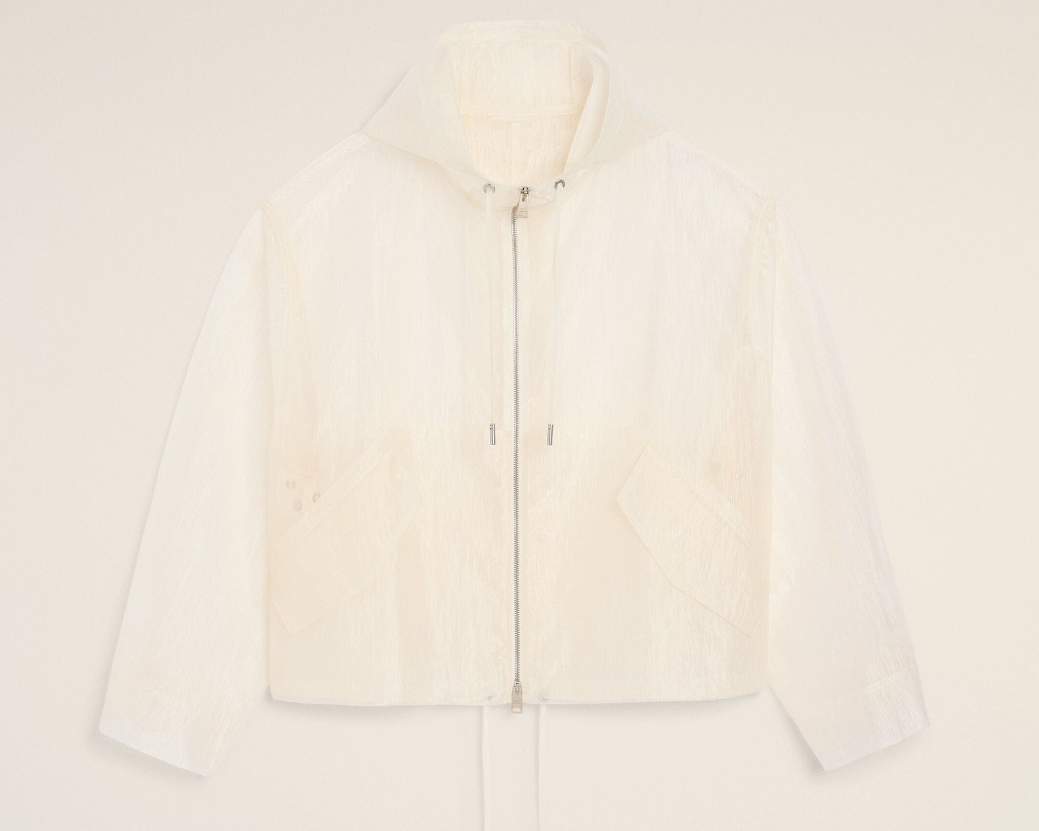 Coupe Vent Blanc Zippé en Nylon