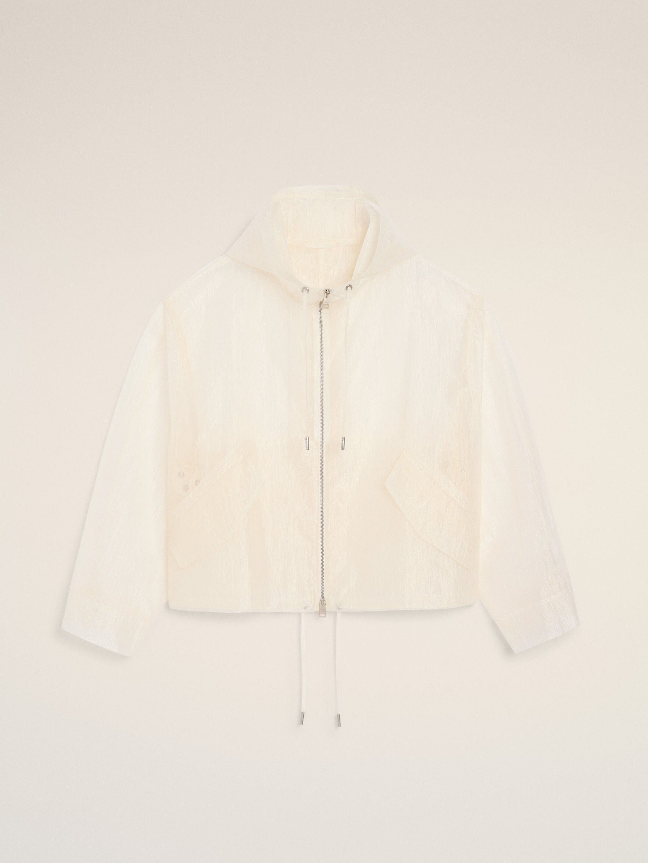 Coupe Vent Blanc Zippé en Nylon