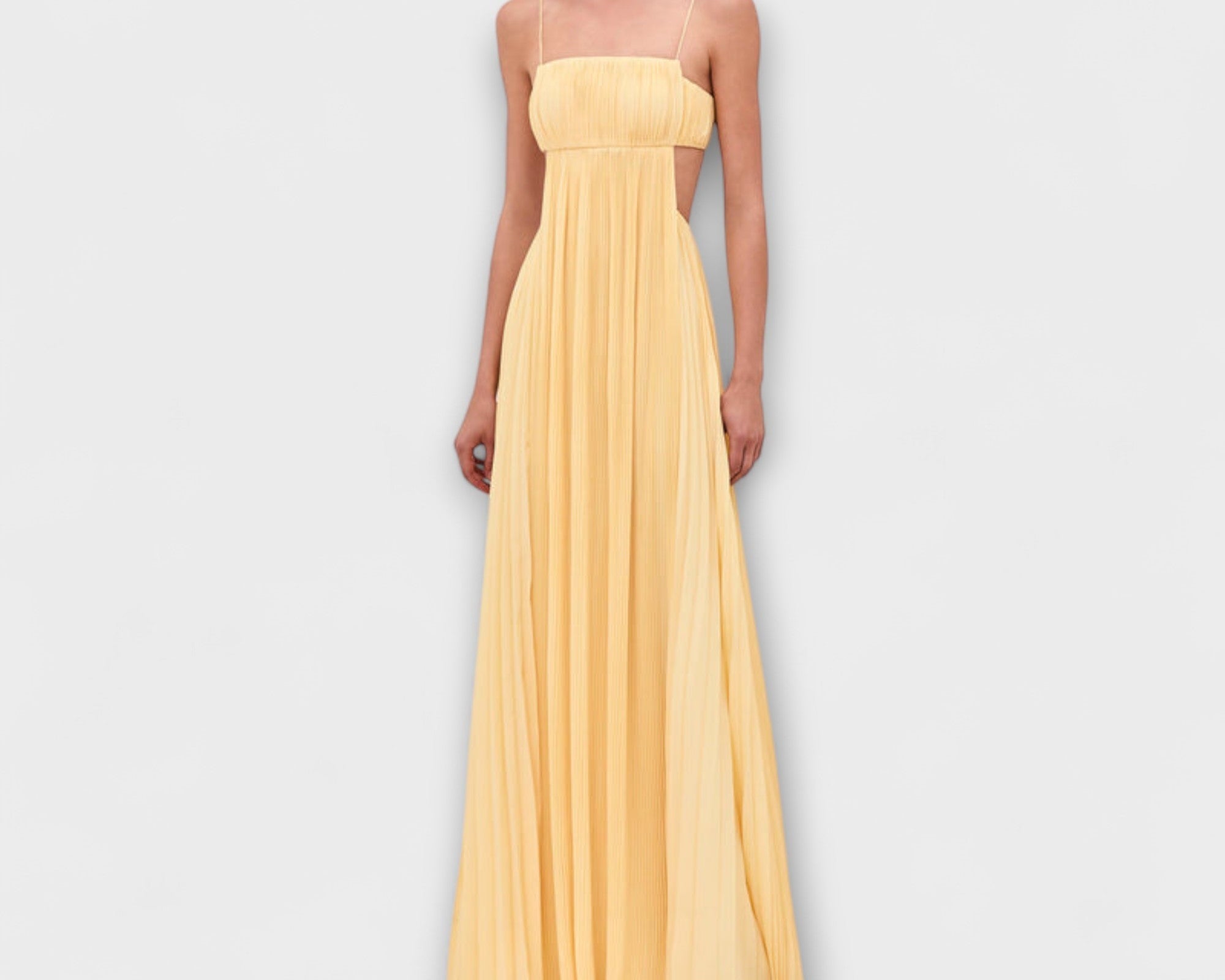 Mireille - Elegant Pleated Cut-Out Maxi Dress
