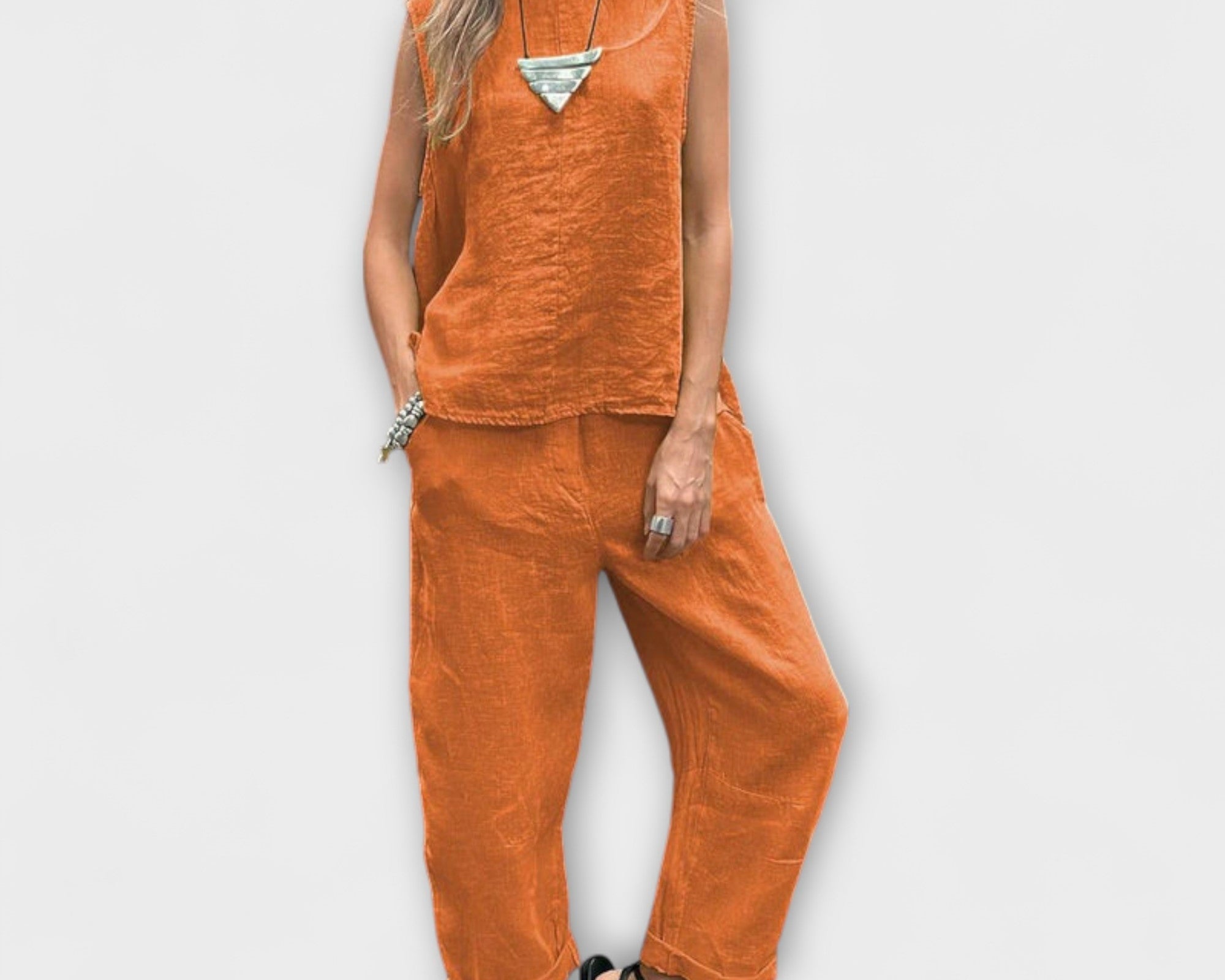 Jennifer - Uvolněný bavlněno-lněný outfit