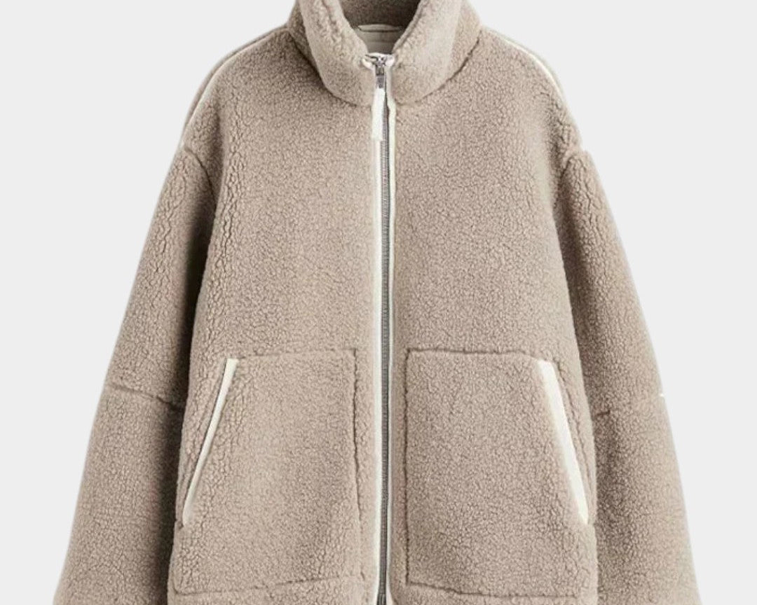 Petra – dámský oversized teddy kabát se zipem