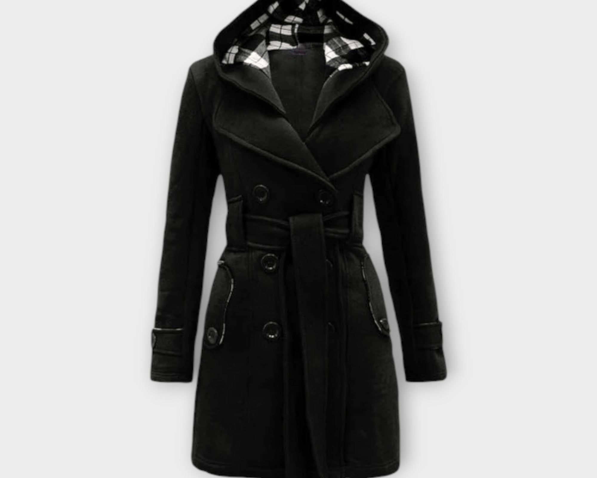 Evelyn | Elegant Coat with Hood and Belt