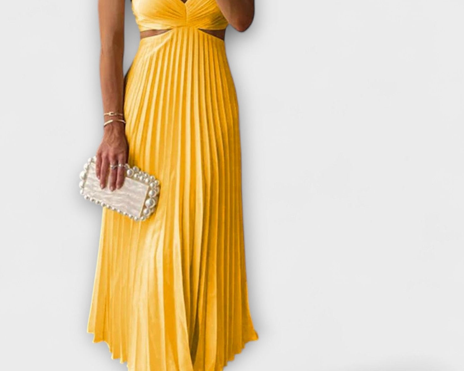 Elegantní midi večerní šaty s plisováním