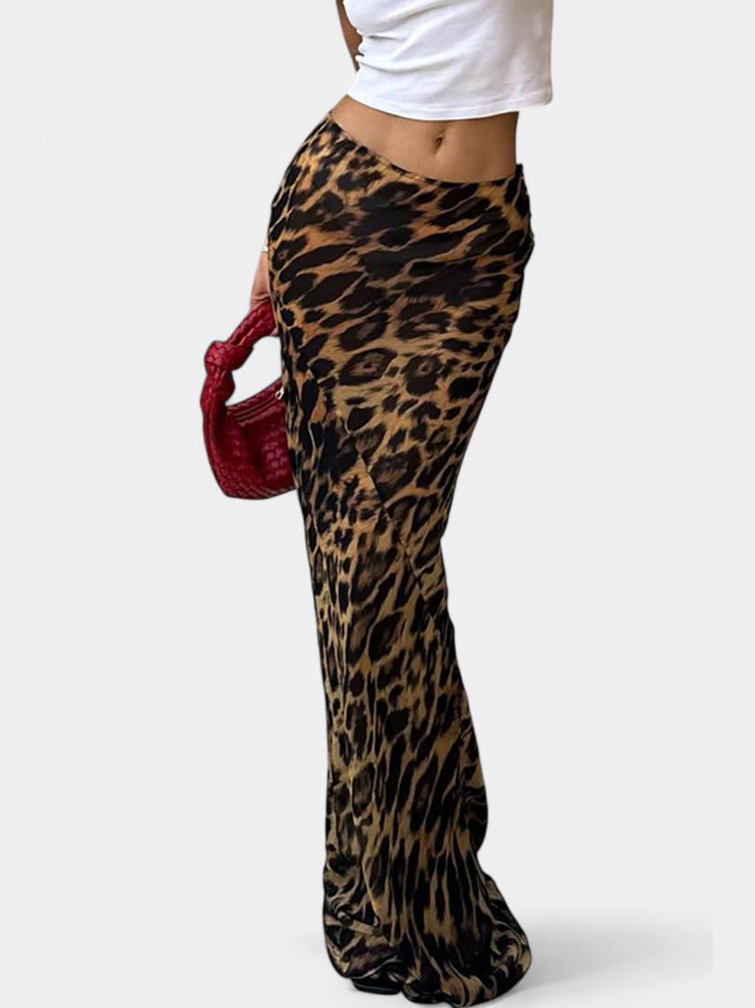 Elena | Maxi úzká sukně s leopardím potiskem