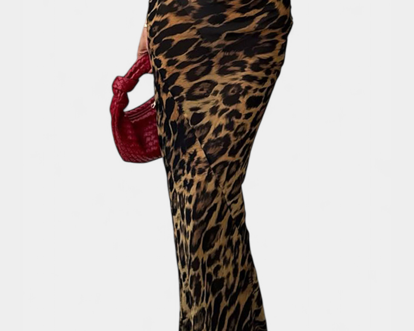 Elena | Maxi úzká sukně s leopardím potiskem