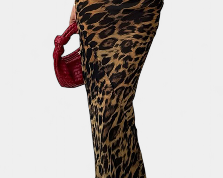 Elena | Maxi úzká sukně s leopardím potiskem