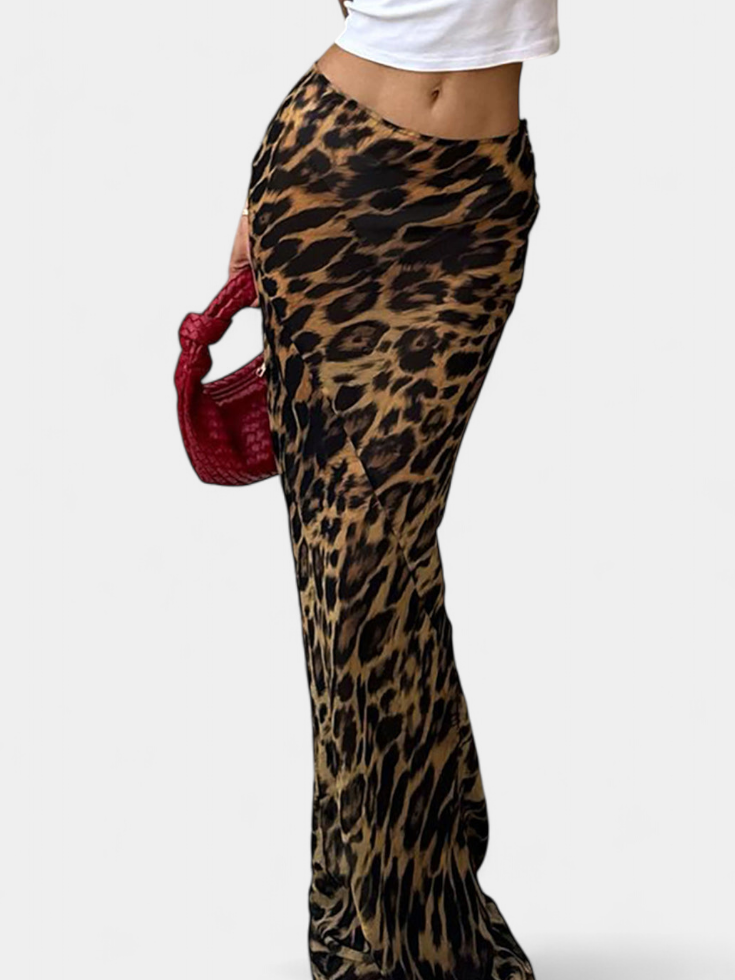 Elena | Maxi úzká sukně s leopardím potiskem