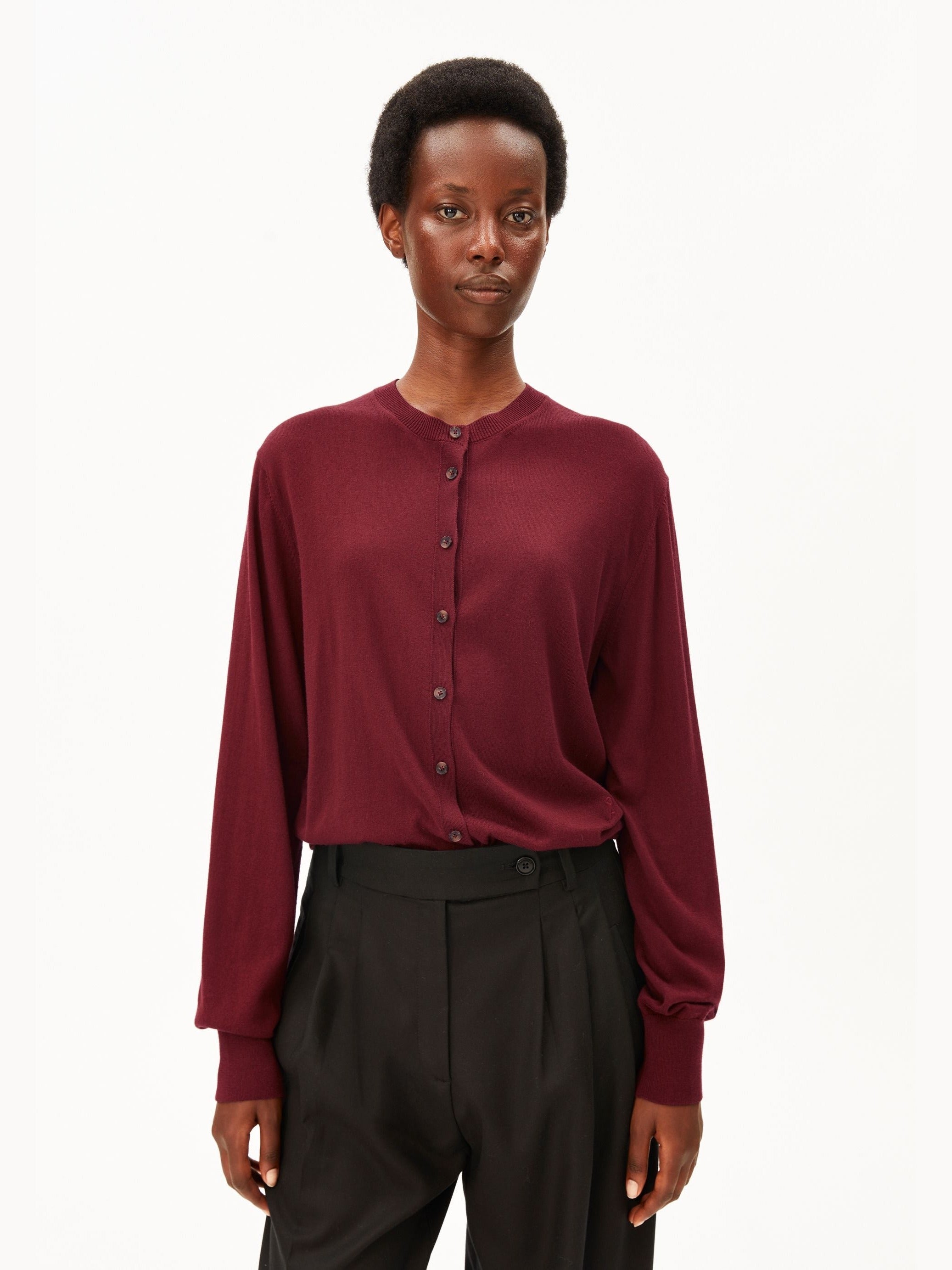 FEINSTRICKCARDIGAN | velvet red