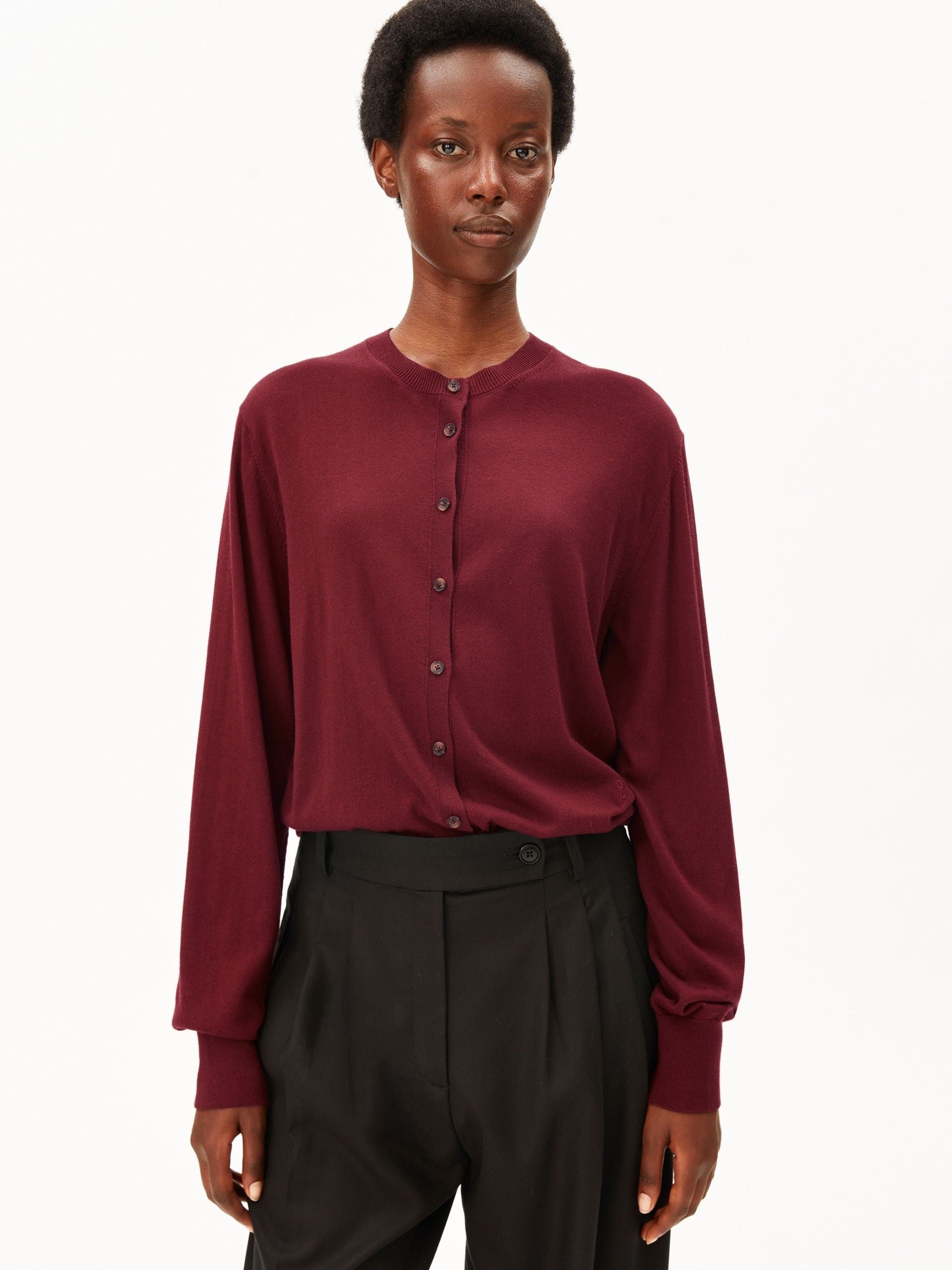 FEINSTRICKCARDIGAN | velvet red