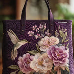 Fialová Měkká taška s kolibříky a orchidejemi
