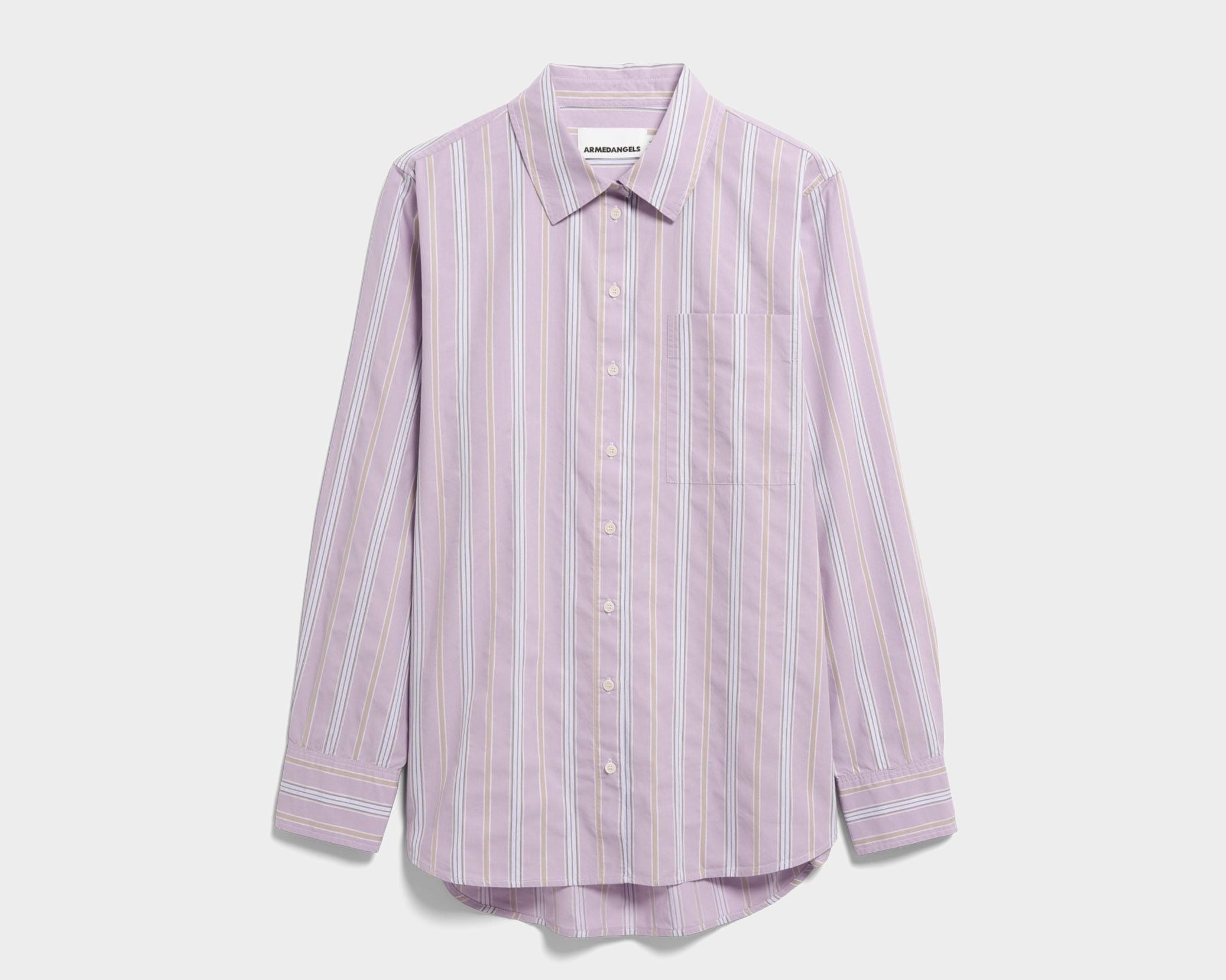 GESTREIFTE WEITE BLUSE | moonlit lilac-sandstone