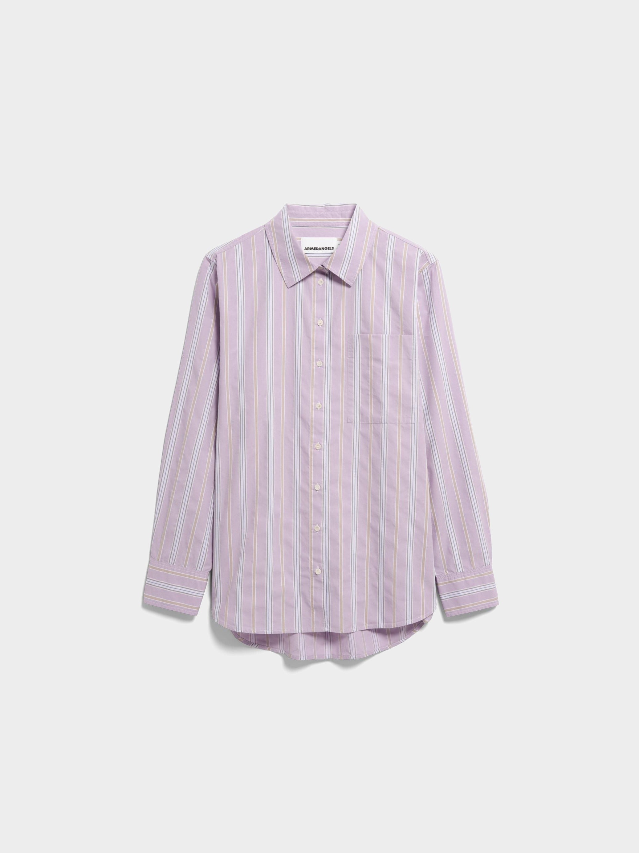 GESTREIFTE WEITE BLUSE | moonlit lilac-sandstone