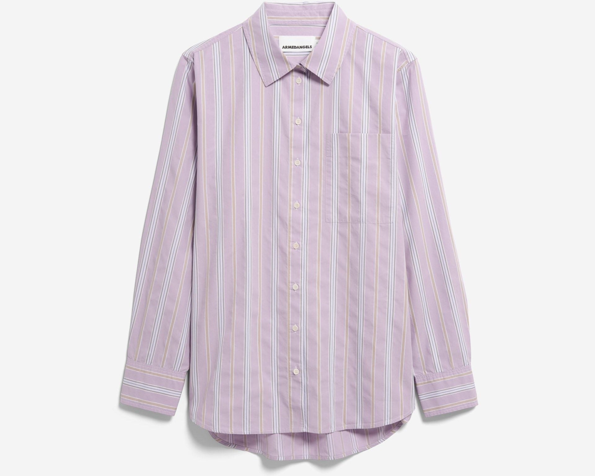 GESTREIFTE WEITE BLUSE | moonlit lilac-sandstone