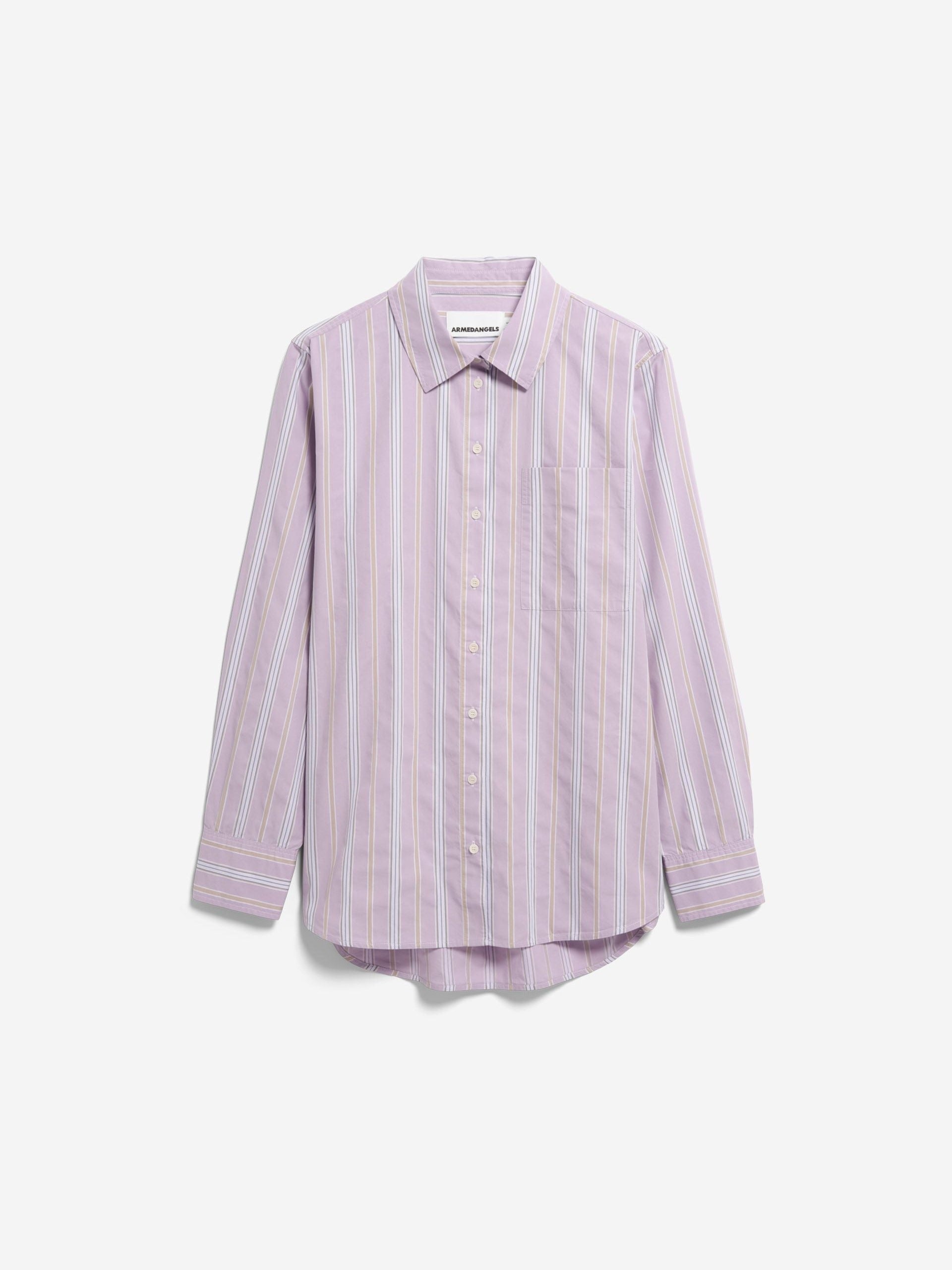 GESTREIFTE WEITE BLUSE | moonlit lilac-sandstone