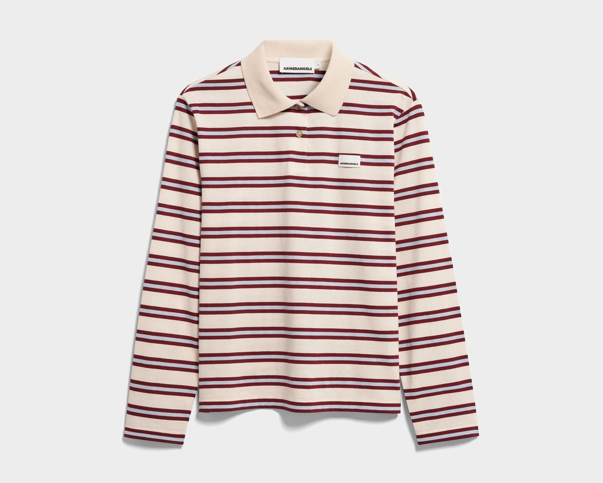 GESTREIFTES POLOLANGARMSHIRT | undyed-velvet red-soft blue