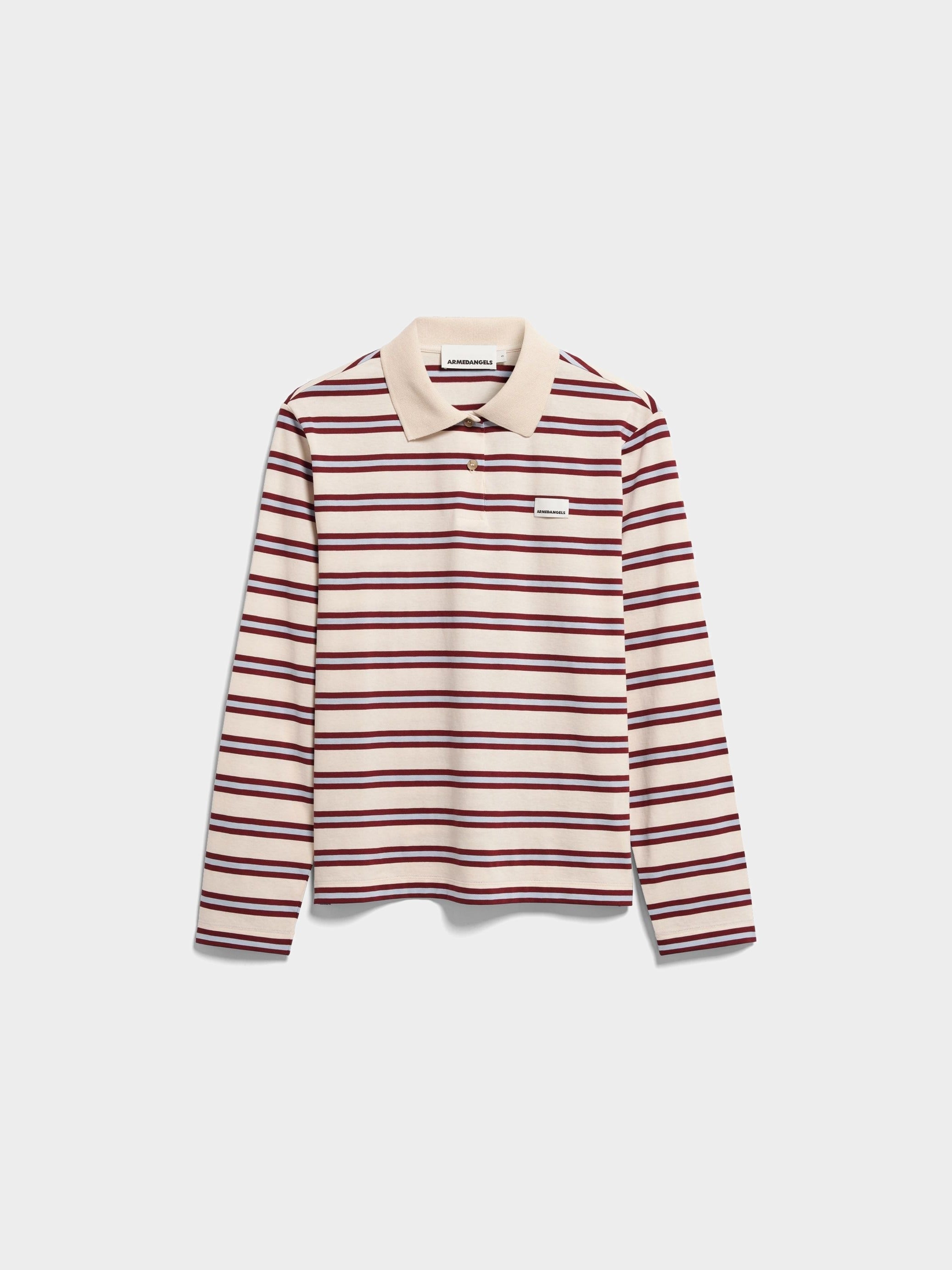 GESTREIFTES POLOLANGARMSHIRT | undyed-velvet red-soft blue