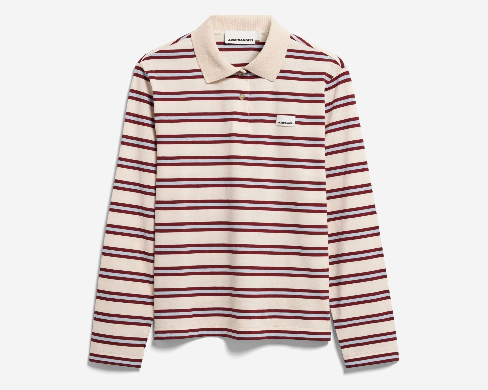 GESTREIFTES POLOLANGARMSHIRT | undyed-velvet red-soft blue