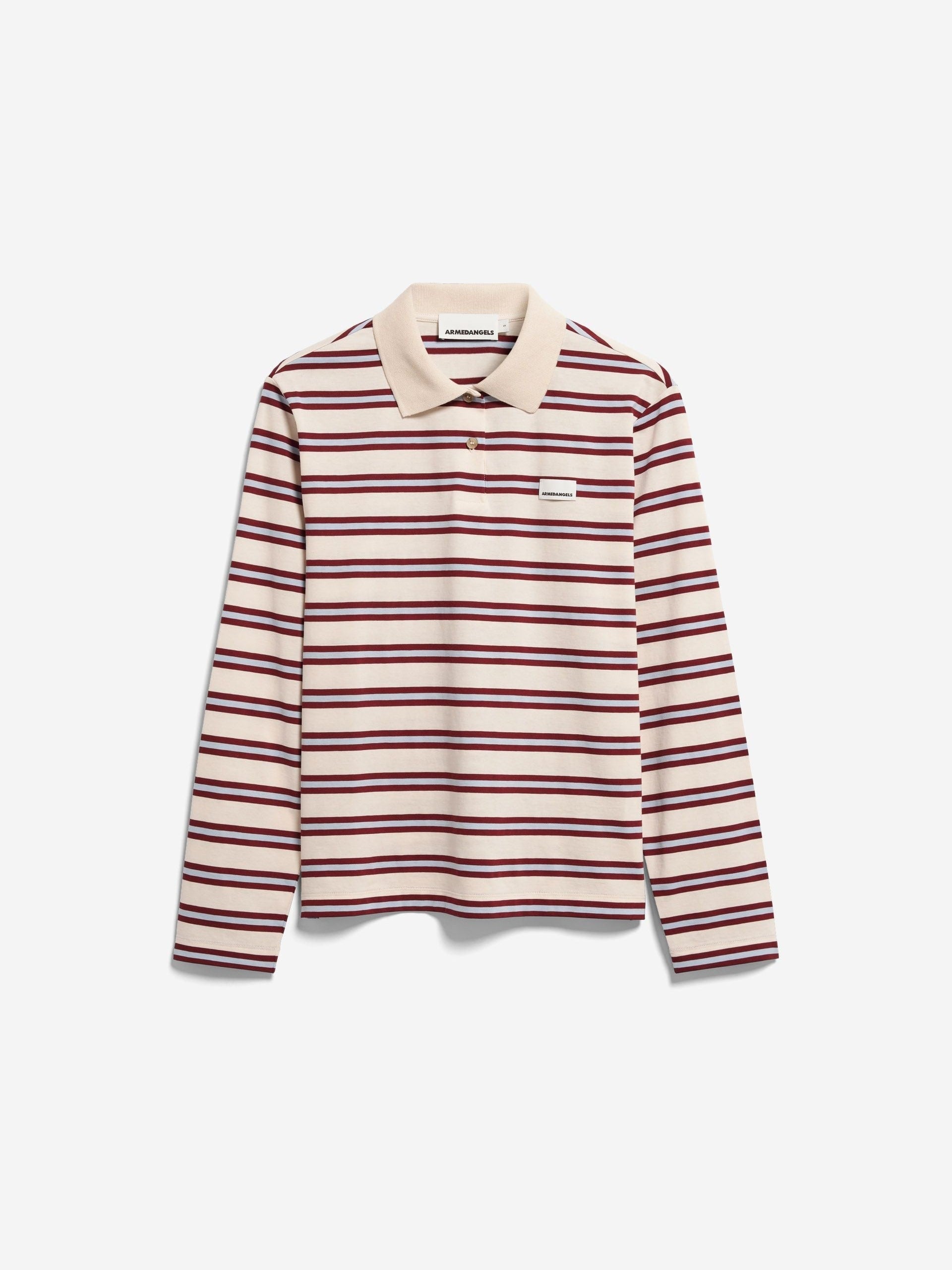 GESTREIFTES POLOLANGARMSHIRT | undyed-velvet red-soft blue