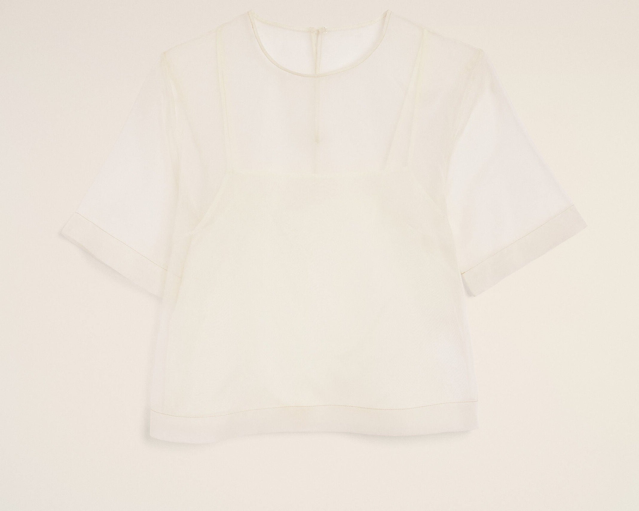 Haut Blanc Manches Courtes Avec Sous Top en Soie