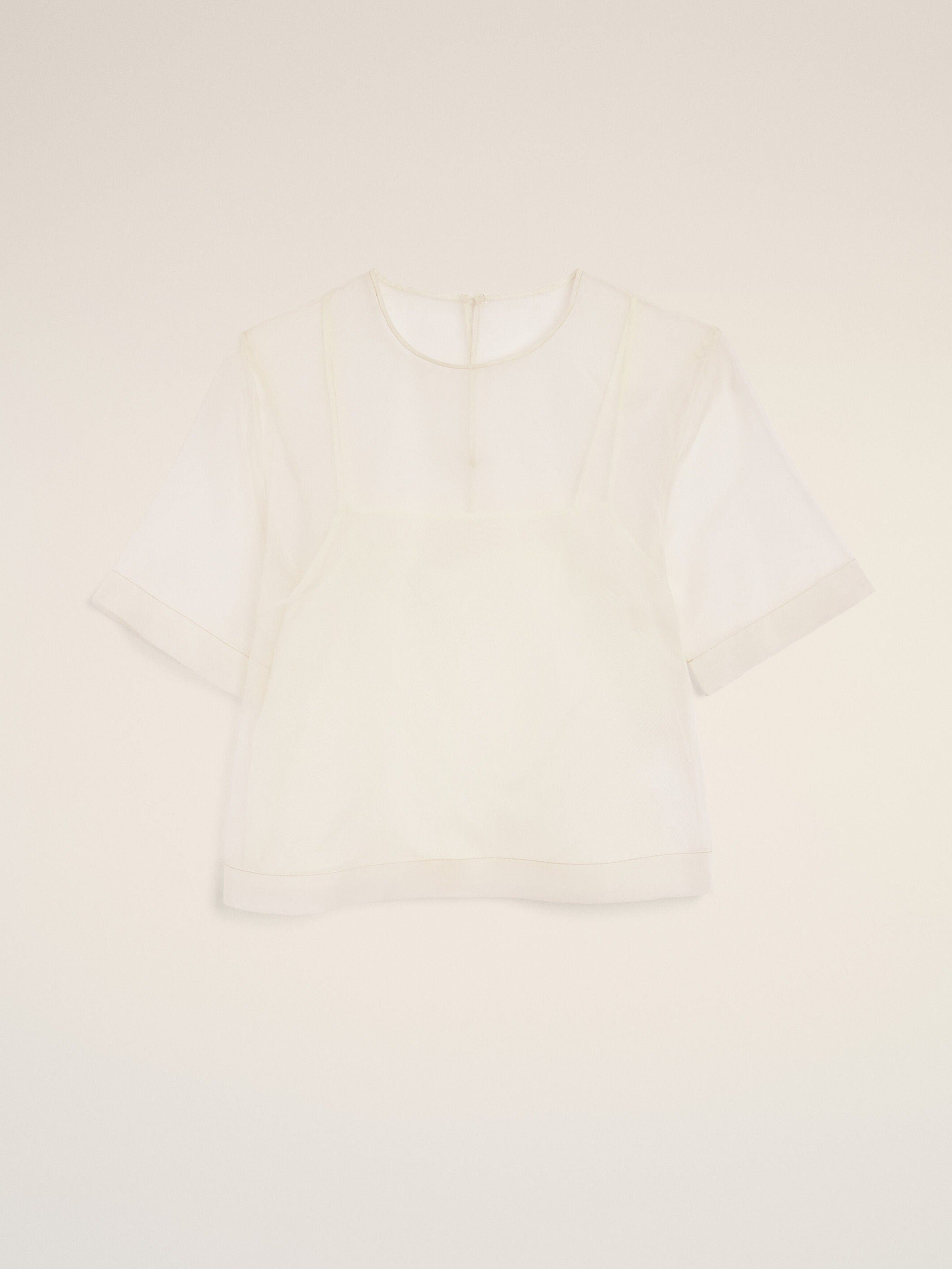Haut Blanc Manches Courtes Avec Sous Top en Soie