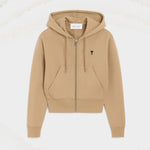 Hoodie beige zippé en coton Ami de Coeur