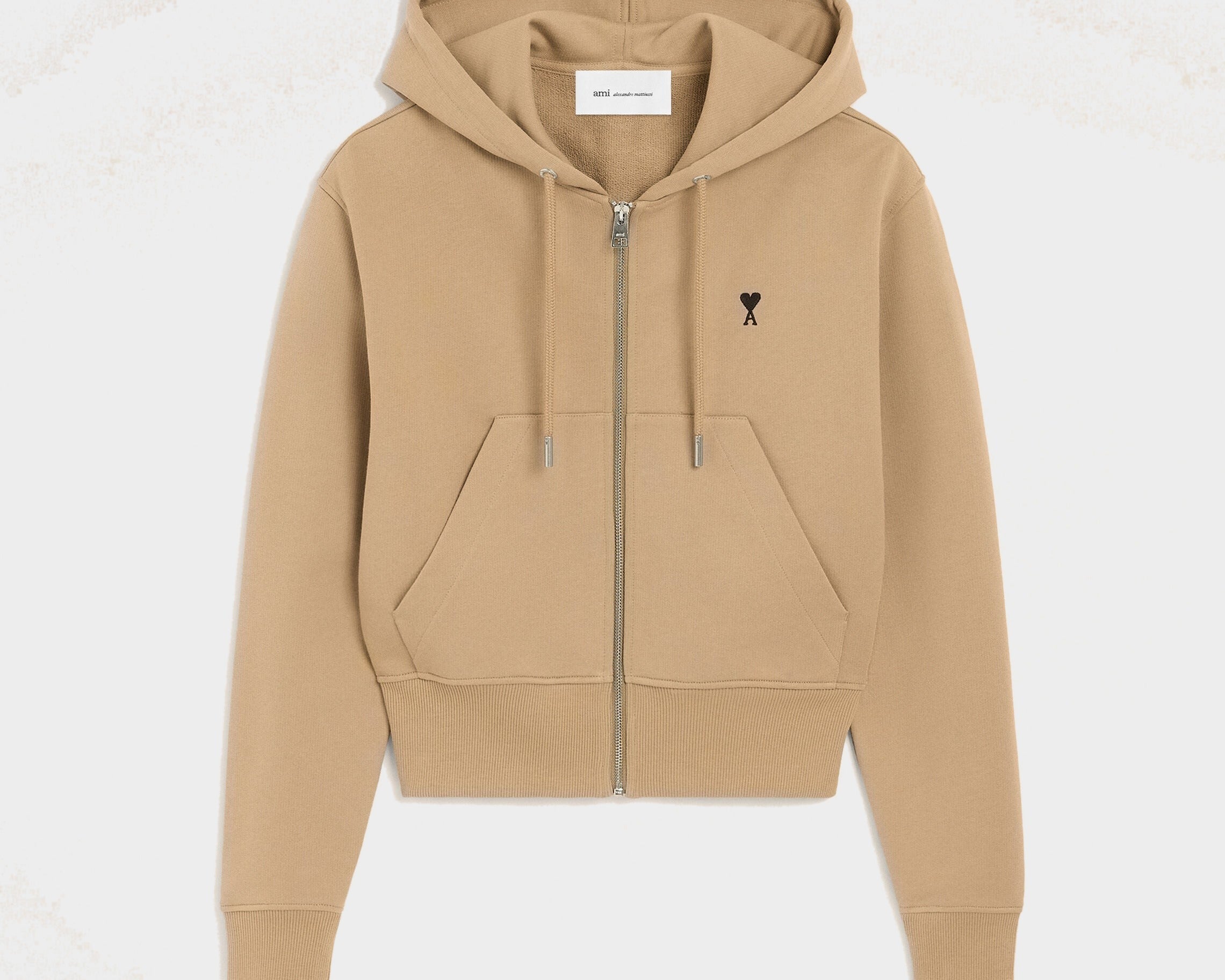 Hoodie beige zippé en coton Ami de Coeur