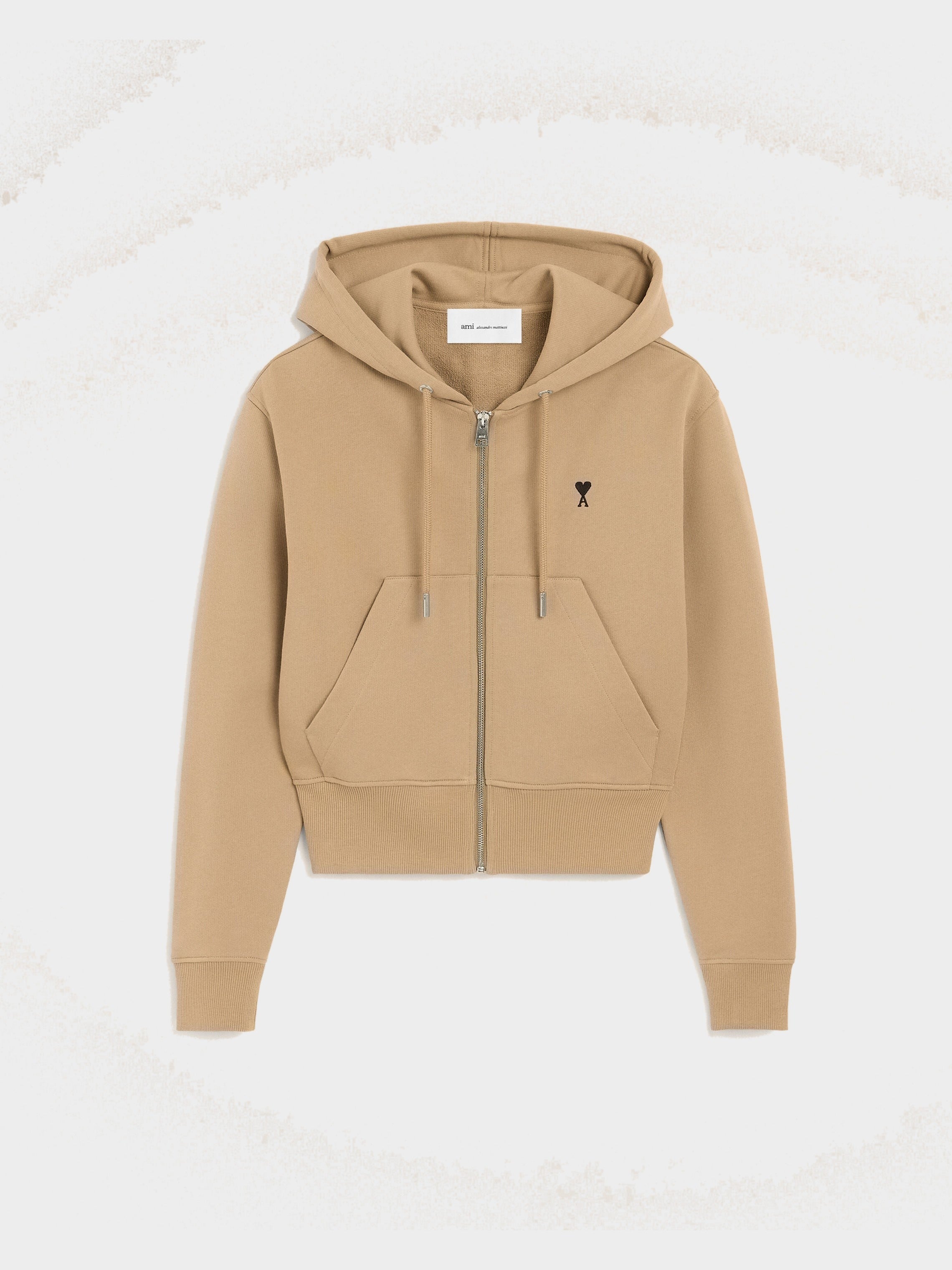 Hoodie beige zippé en coton Ami de Coeur