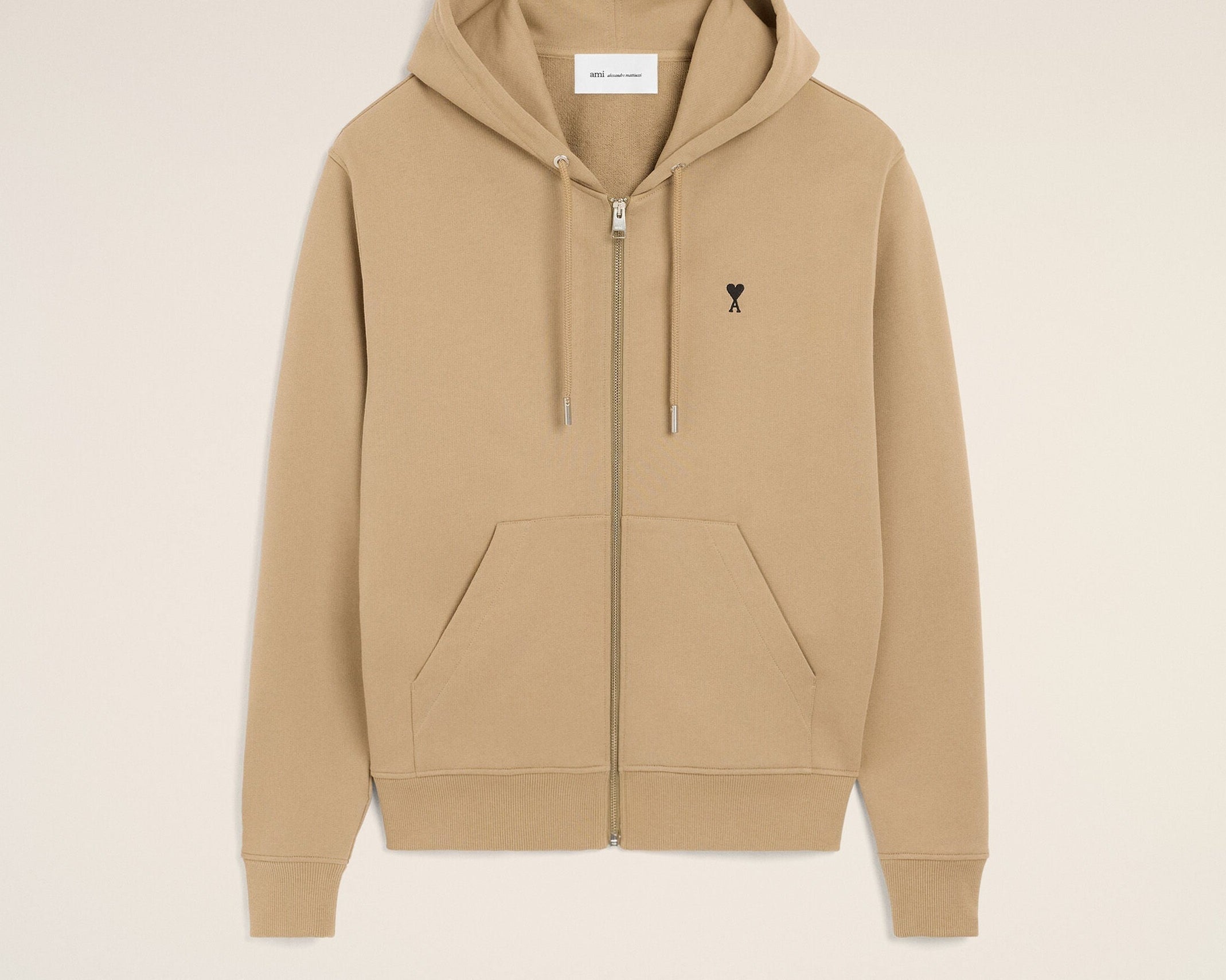 Hoodie beige zippé en coton Ami de Coeur