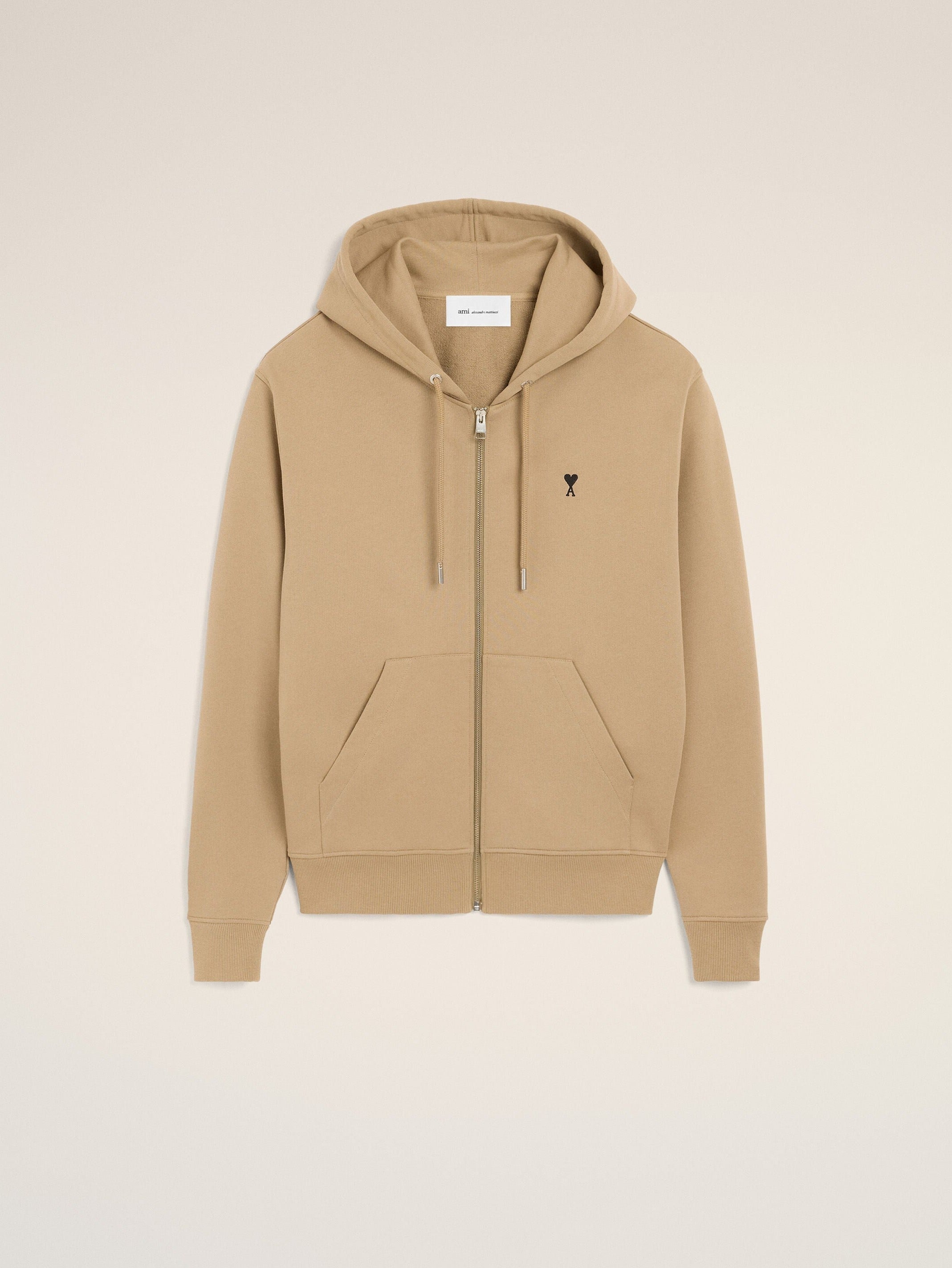 Hoodie beige zippé en coton Ami de Coeur