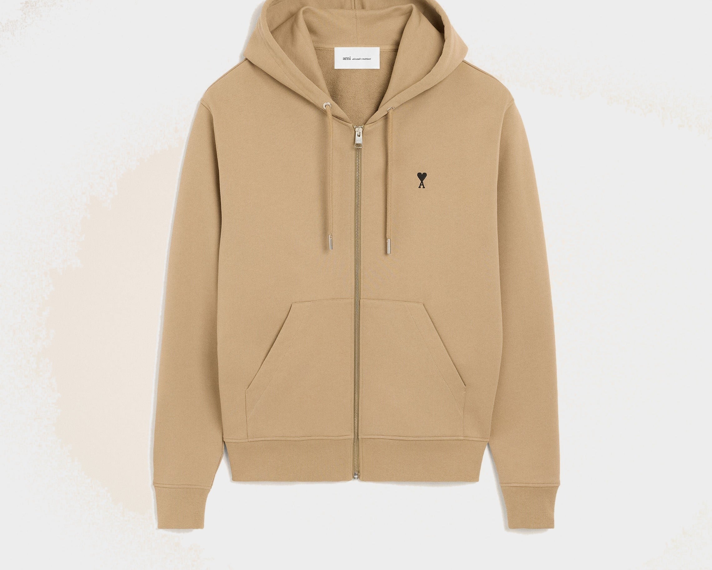 Hoodie beige zippé en coton Ami de Coeur