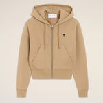 Hoodie beige zippé en coton Ami de Coeur