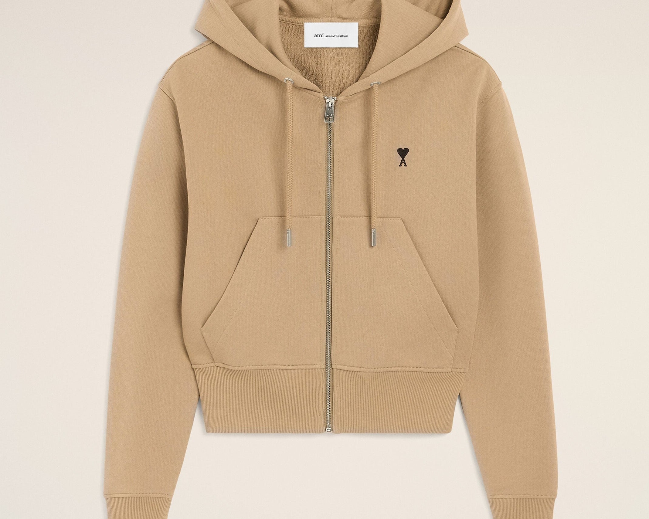 Hoodie beige zippé en coton Ami de Coeur