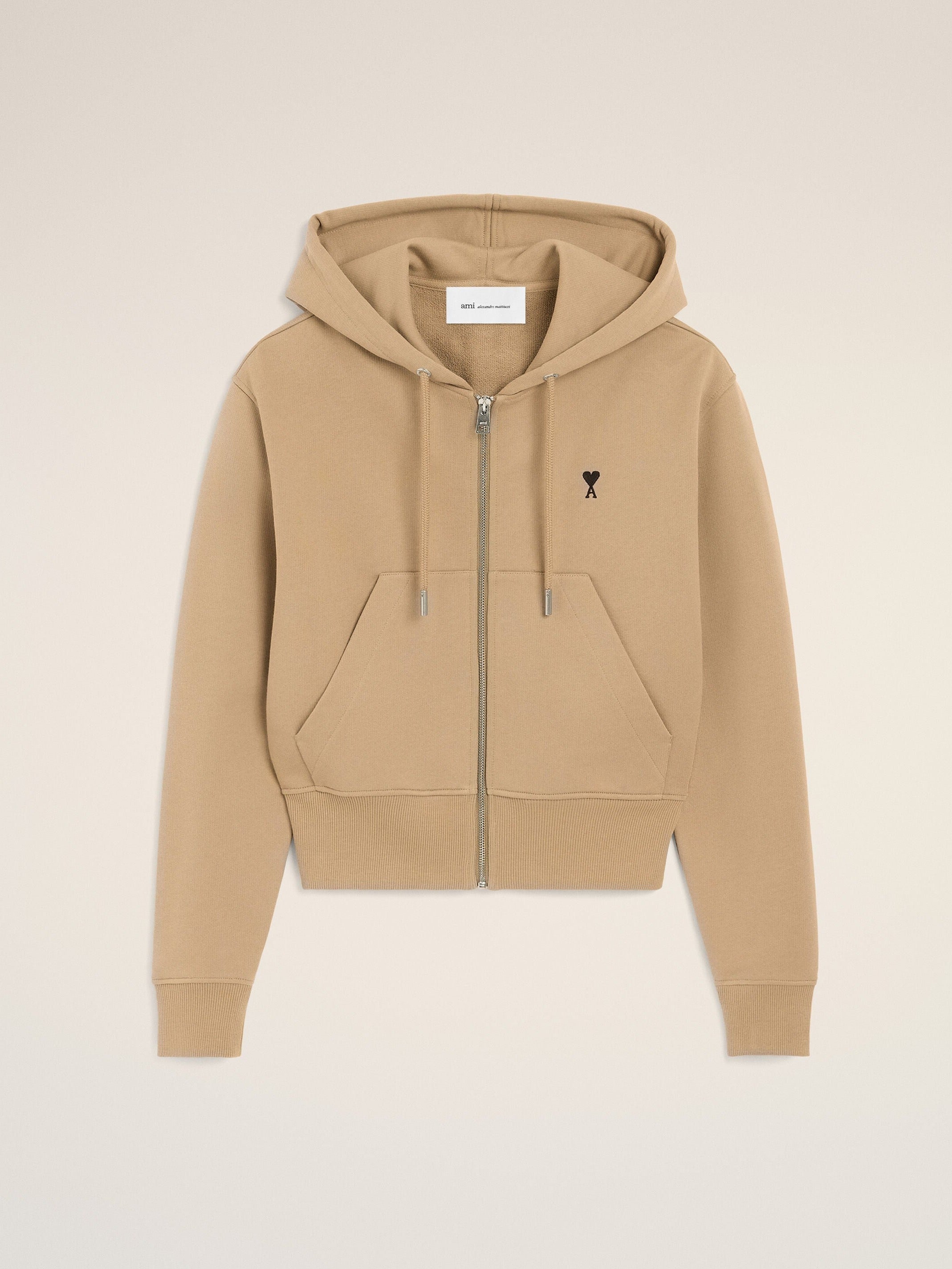 Hoodie beige zippé en coton Ami de Coeur