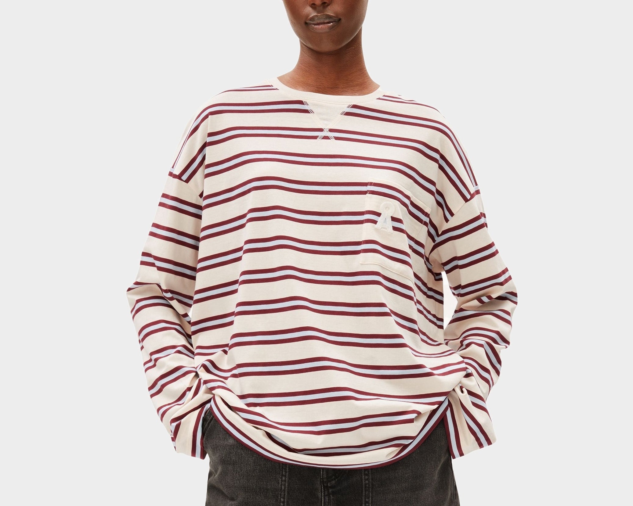 ICONIC Å FIETAA GESTREIFTES LANGARMSHIRT | undyed-velvet red-soft blue