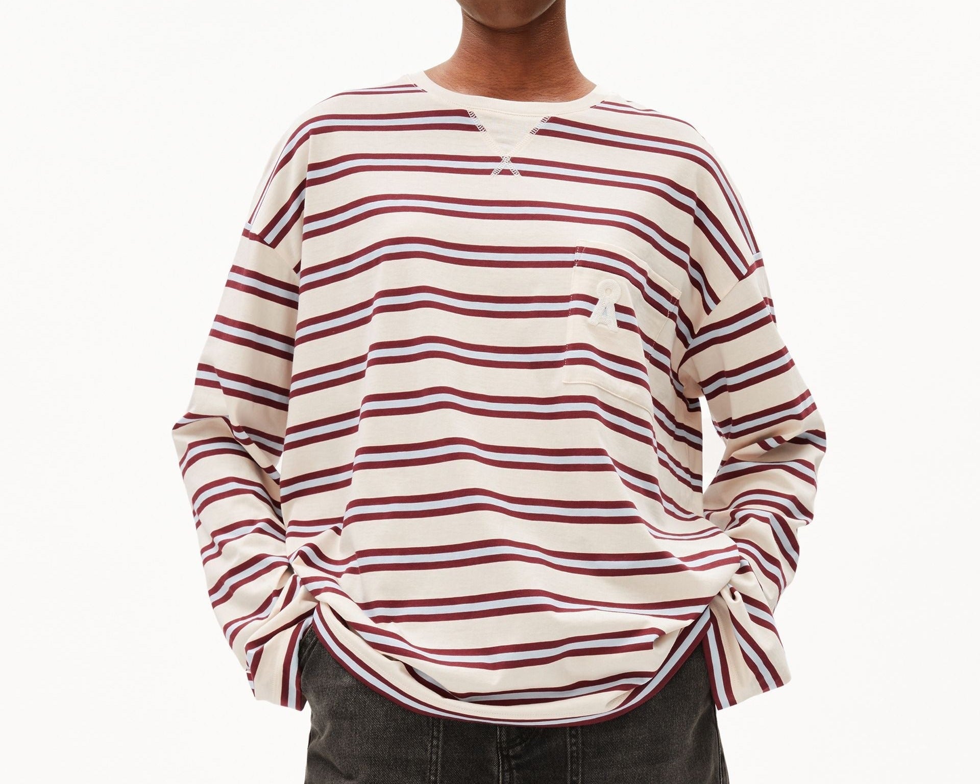 ICONIC Å FIETAA GESTREIFTES LANGARMSHIRT | undyed-velvet red-soft blue