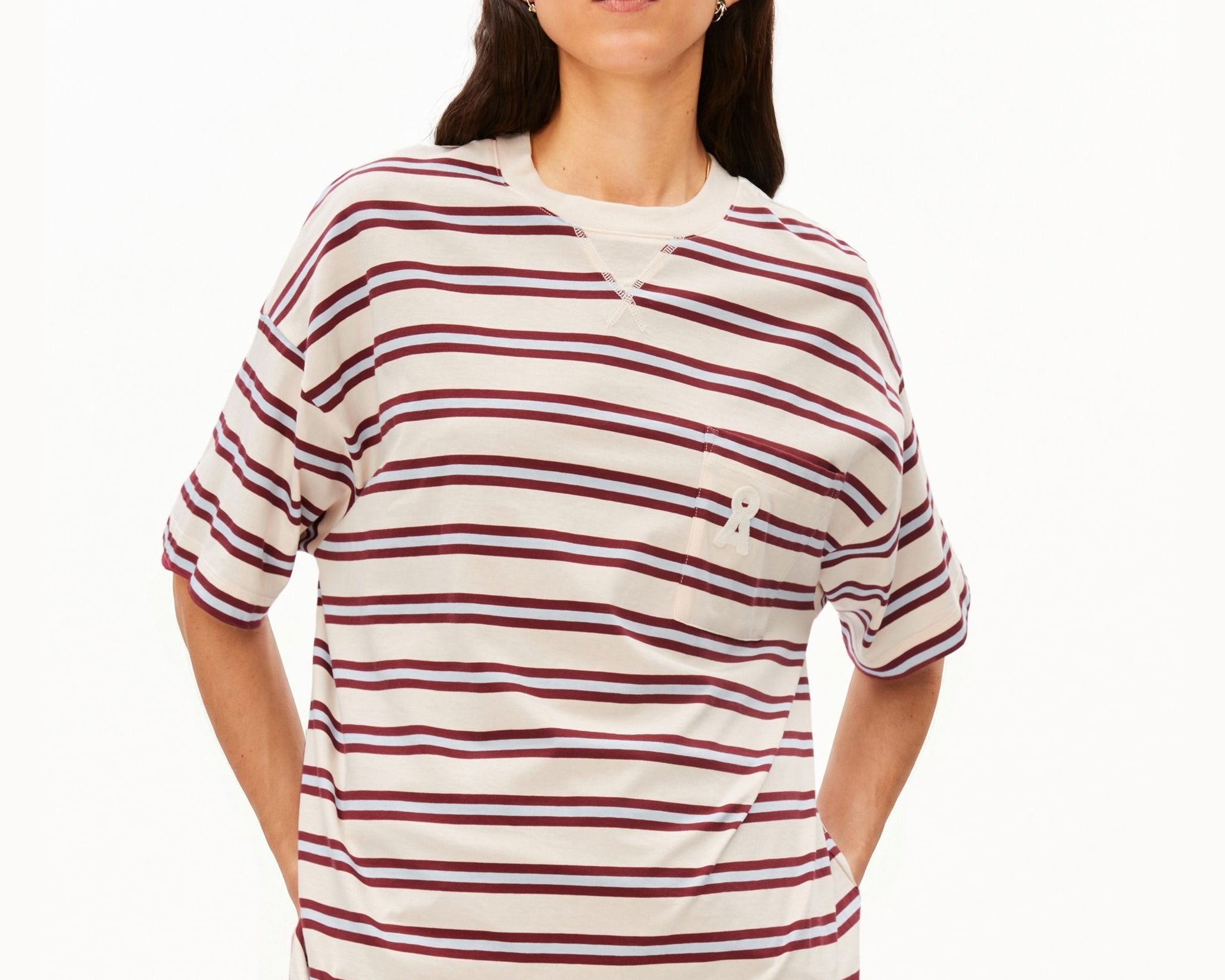 ICONIC Å GESTREIFTES T-SHIRT | undyed-velvet red-soft blue