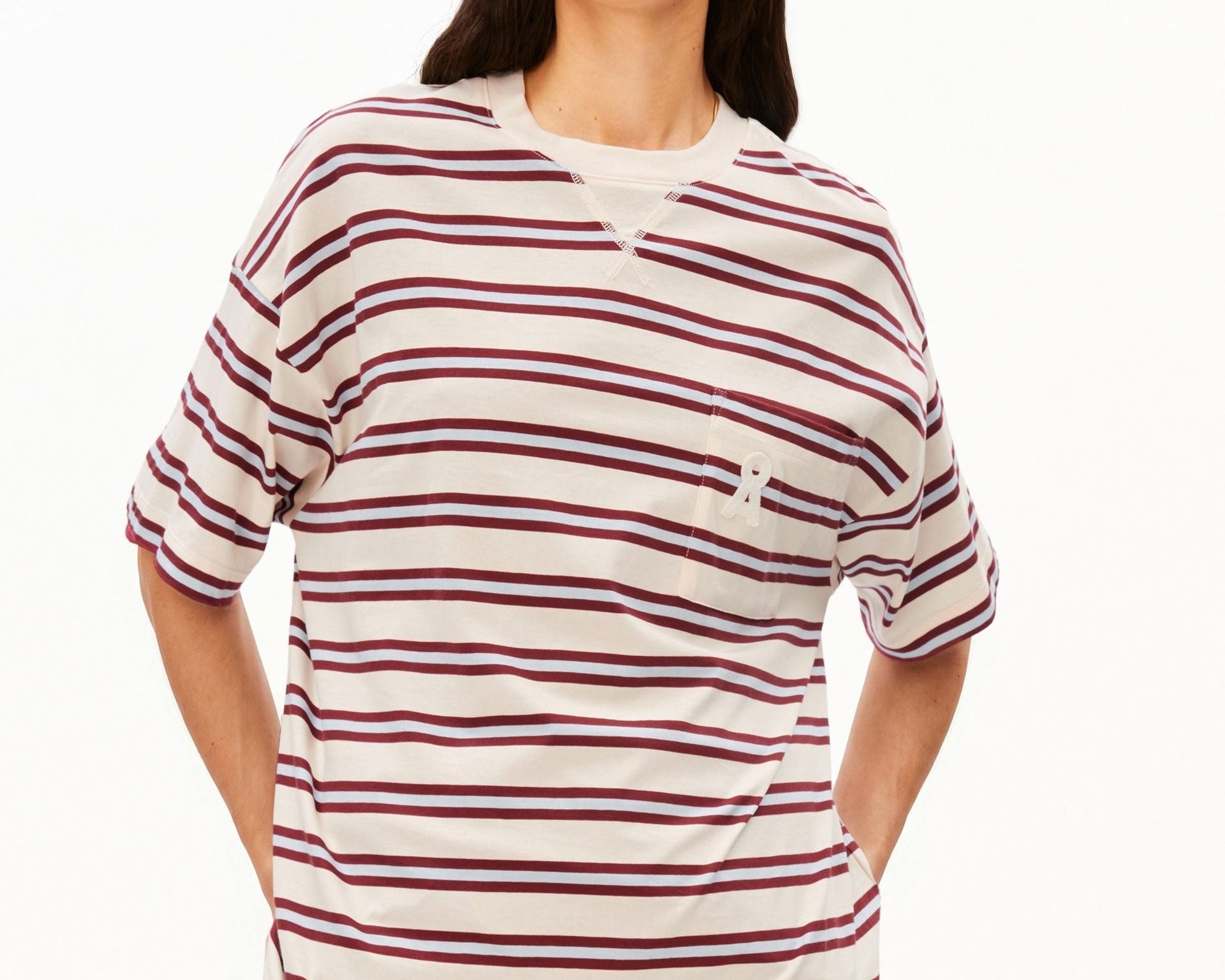ICONIC Å GESTREIFTES T-SHIRT | undyed-velvet red-soft blue