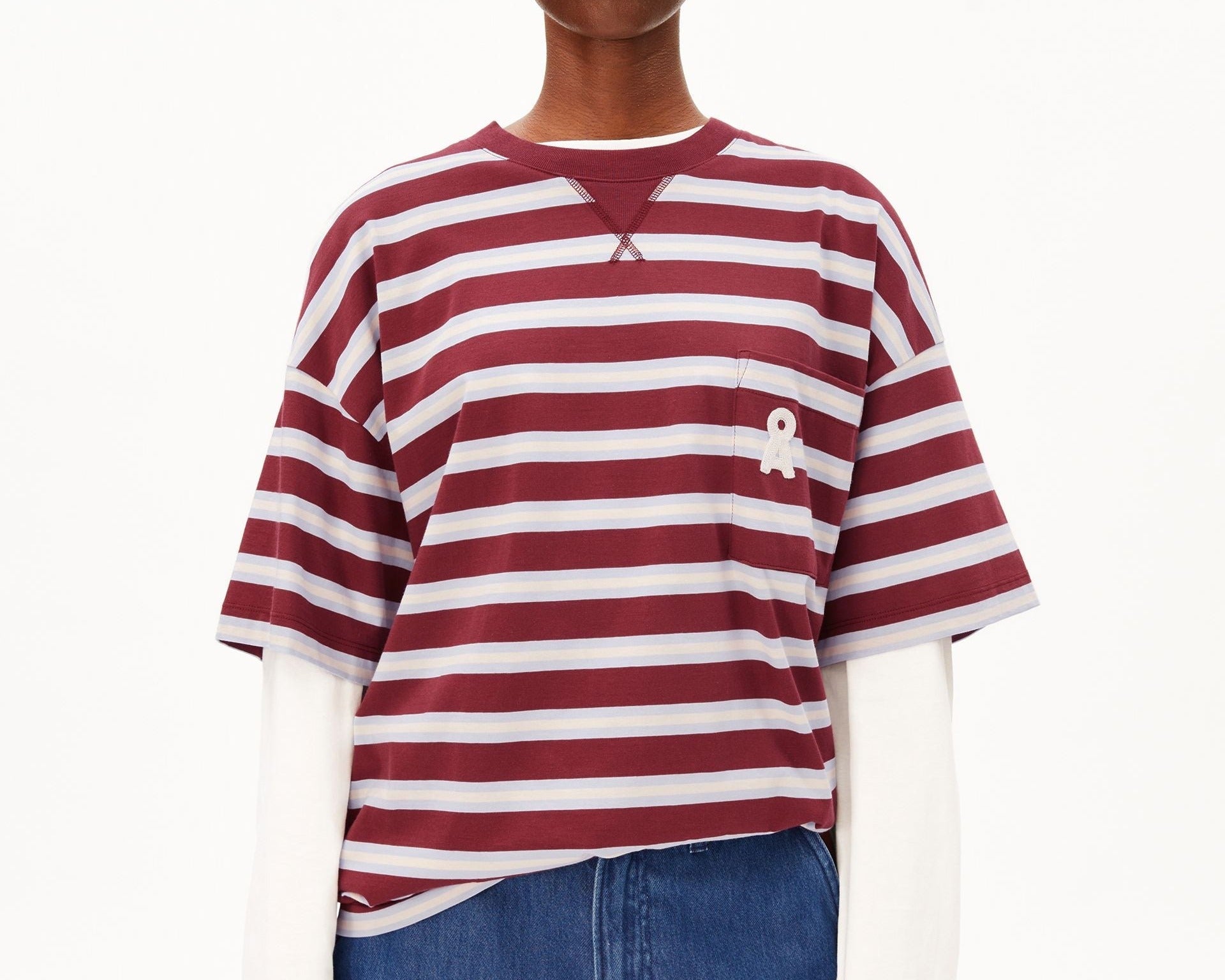 ICONIC Å GESTREIFTES T-SHIRT | velvet red-soft blue-undyed