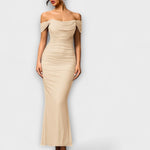 Ione - Šaty Bodycon s odhalenými rameny a řasením