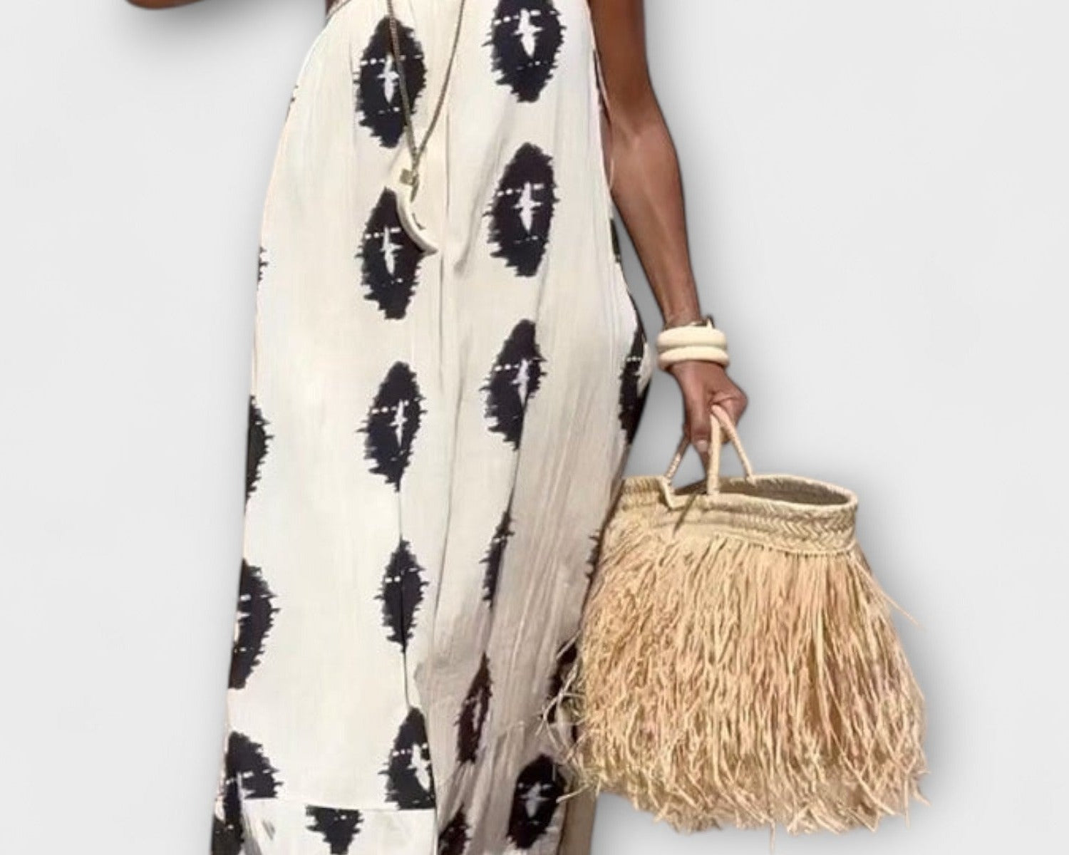 Isla - Maxi šaty s jedním ramínkem a slunečními paprsky
