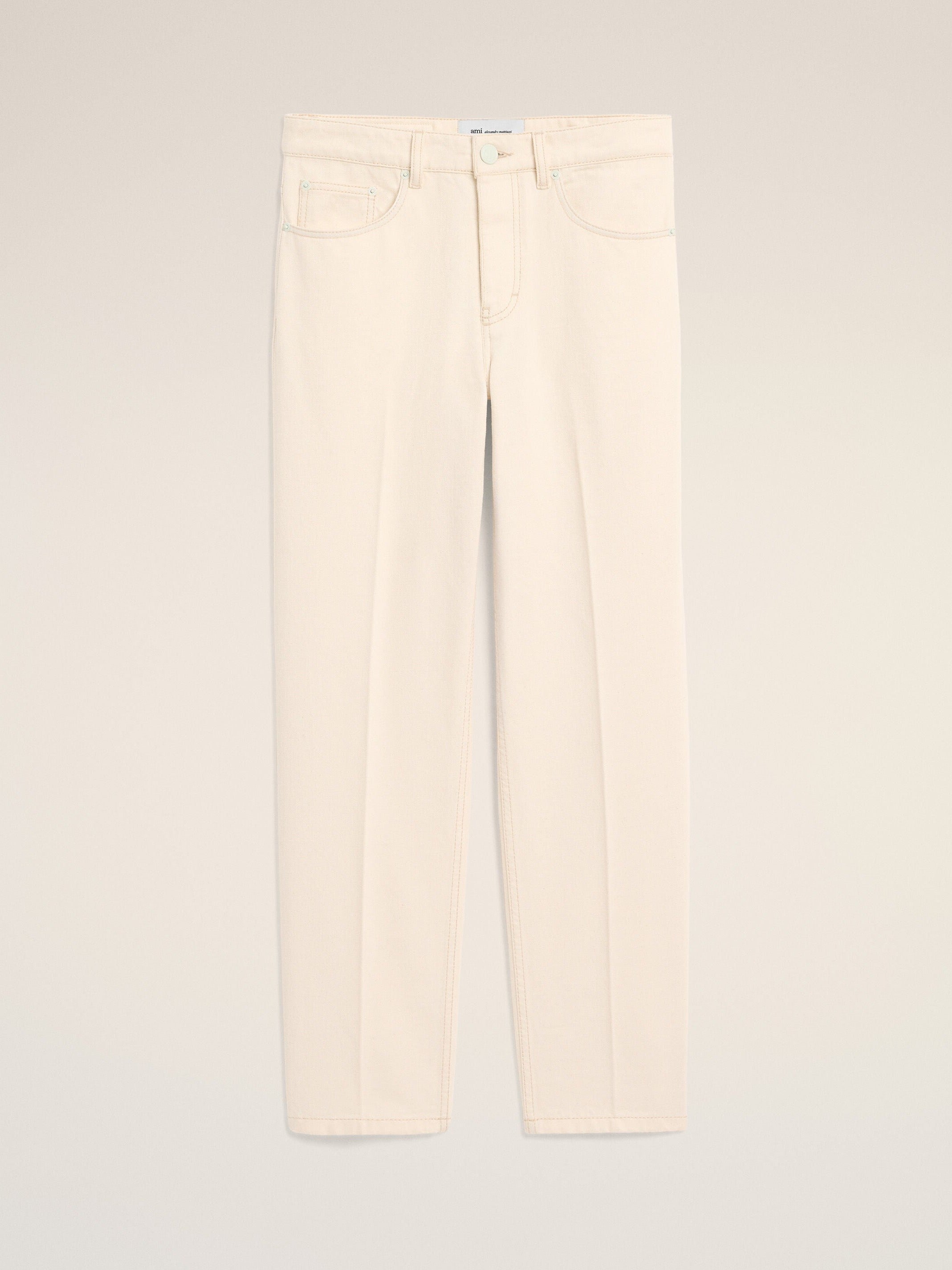 Jean blanc coupe parisienne en coton