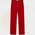 Jean rouge coupe large en coton