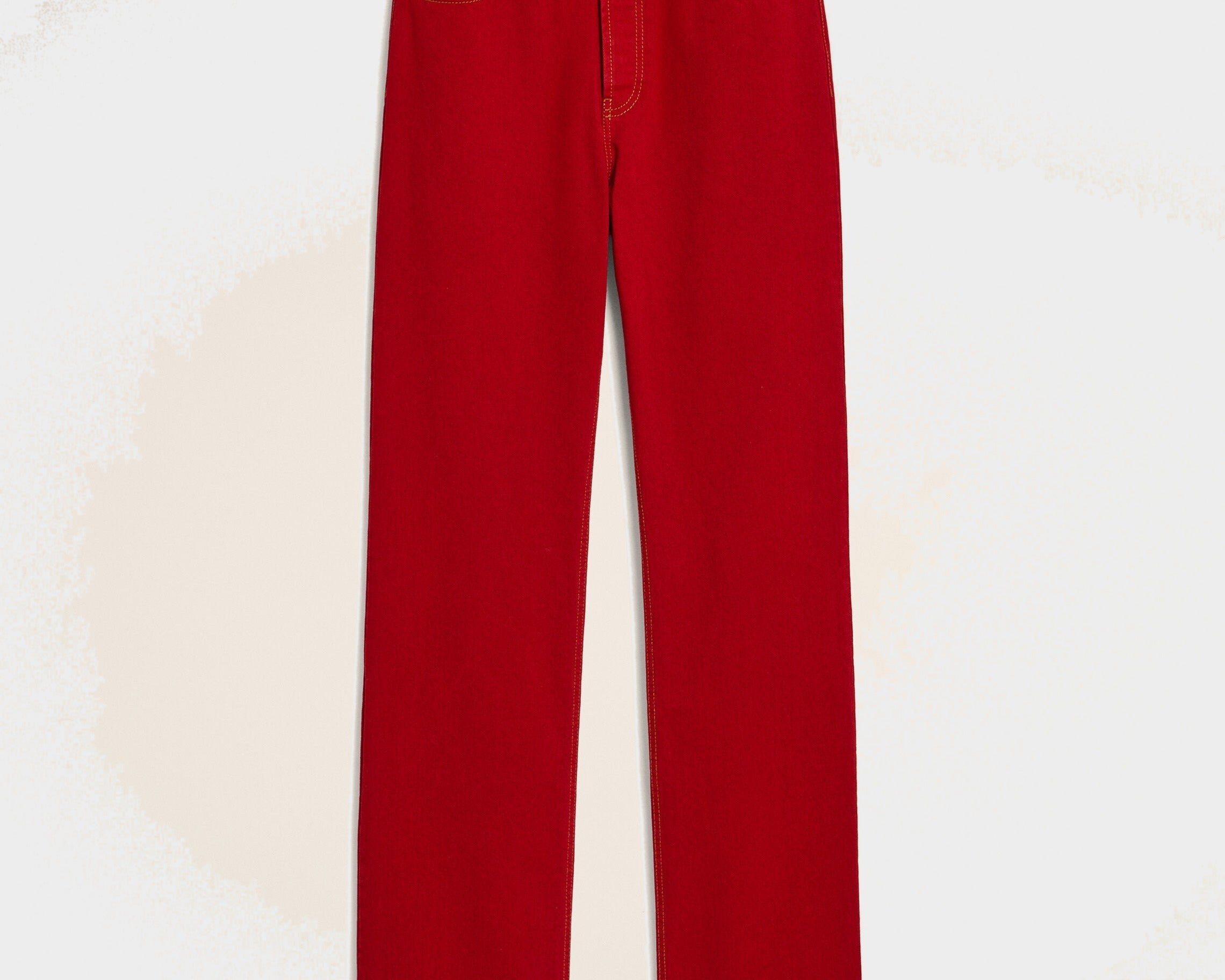 Jean rouge coupe large en coton