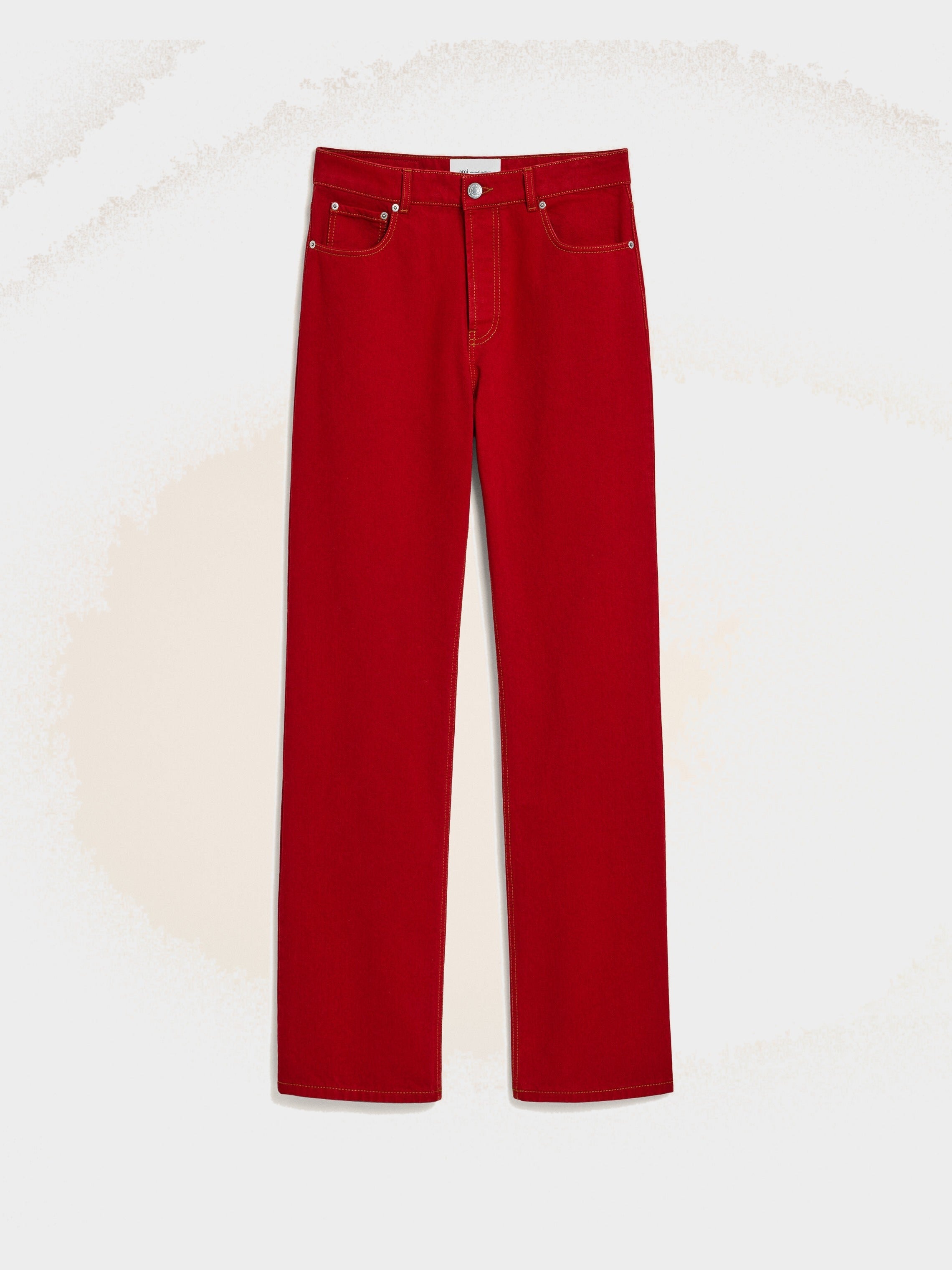 Jean rouge coupe large en coton